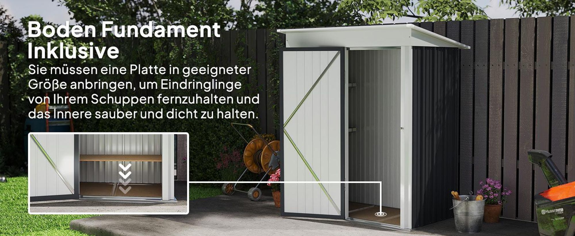 Outsunny Metall Gerätehaus 1,36m² 161 x 95 x 181cm Geräteschuppen mit Pultdach