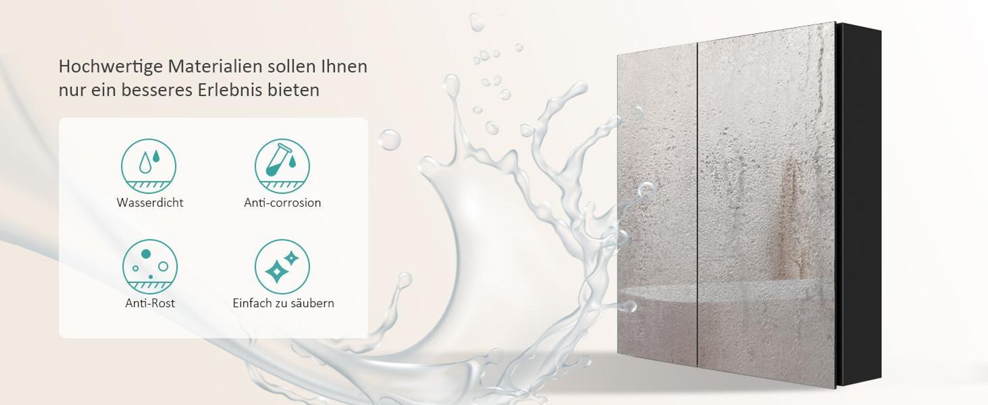 EMKE Spiegelschrank Bad 600x650mm, Aluminium Badezimmerschrank mit 2 Türen, Verstellbar Regal Badschrank Schwarz, Rostfrei & Soft-Close Scharniere