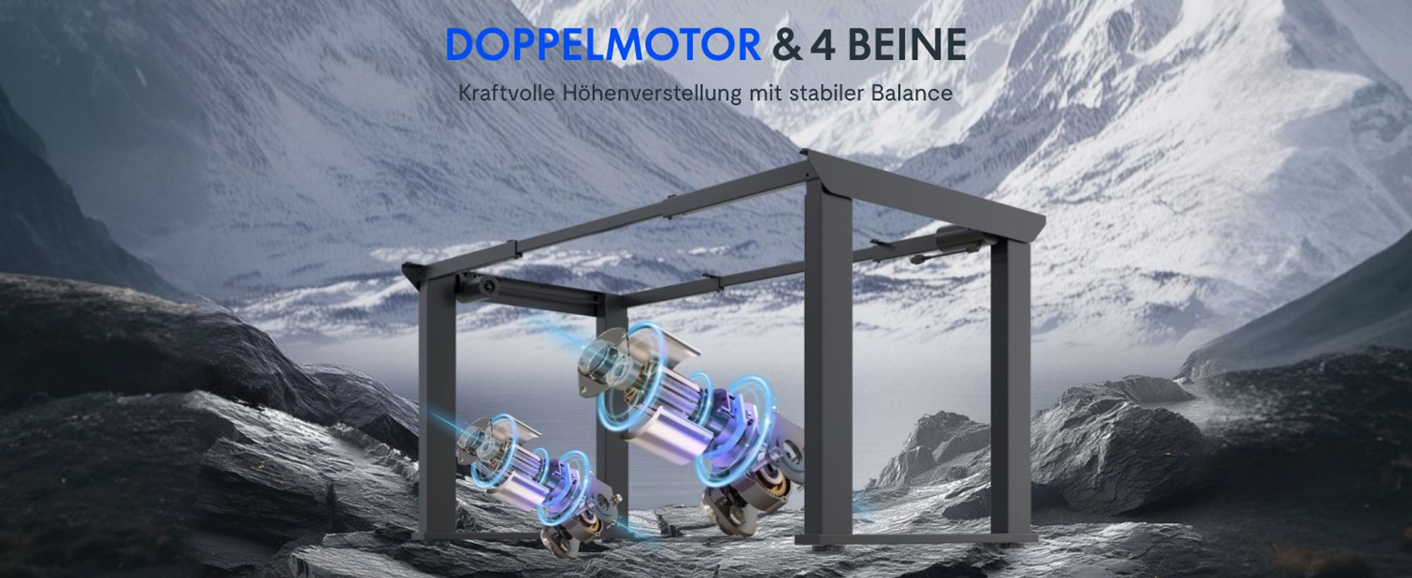 FLEXISPOT Höhenverstellbarer Schreibtisch Gestell Elektrisch mit 4 Beinen, Doppelmotor 200 KG TRAGLAST, 3 Speicherplätzen Sitz-Steh-Erinnerung Schwarz