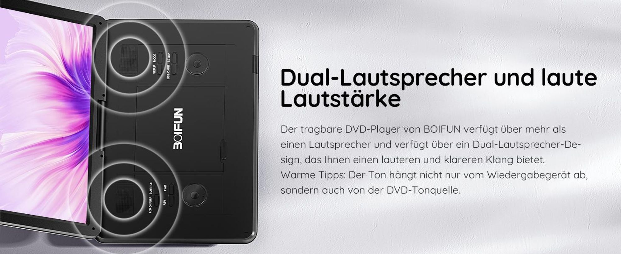 17,5'' Tragbarer DVD Player mit drehbarem 15,6 Zoll-HD CD Player, wiederaufladbarer 6 Stunden-Batterie synchronisiertem TV Multi-Disc-Format Schwar