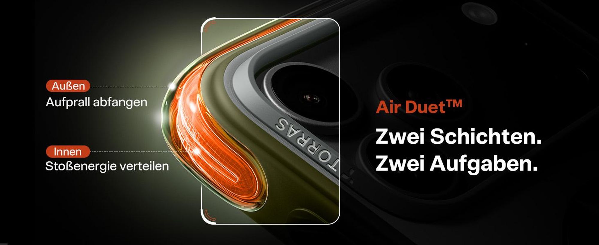 TORRAS Ostand Q3 Air Pro Hülle für iPhone 18 Pro Max Handyhülle Graphite Core Dual‑Airbag‑Schutz 360° Aluminium‑Ständer MagSafe Anti‑Fingerprint Weiß