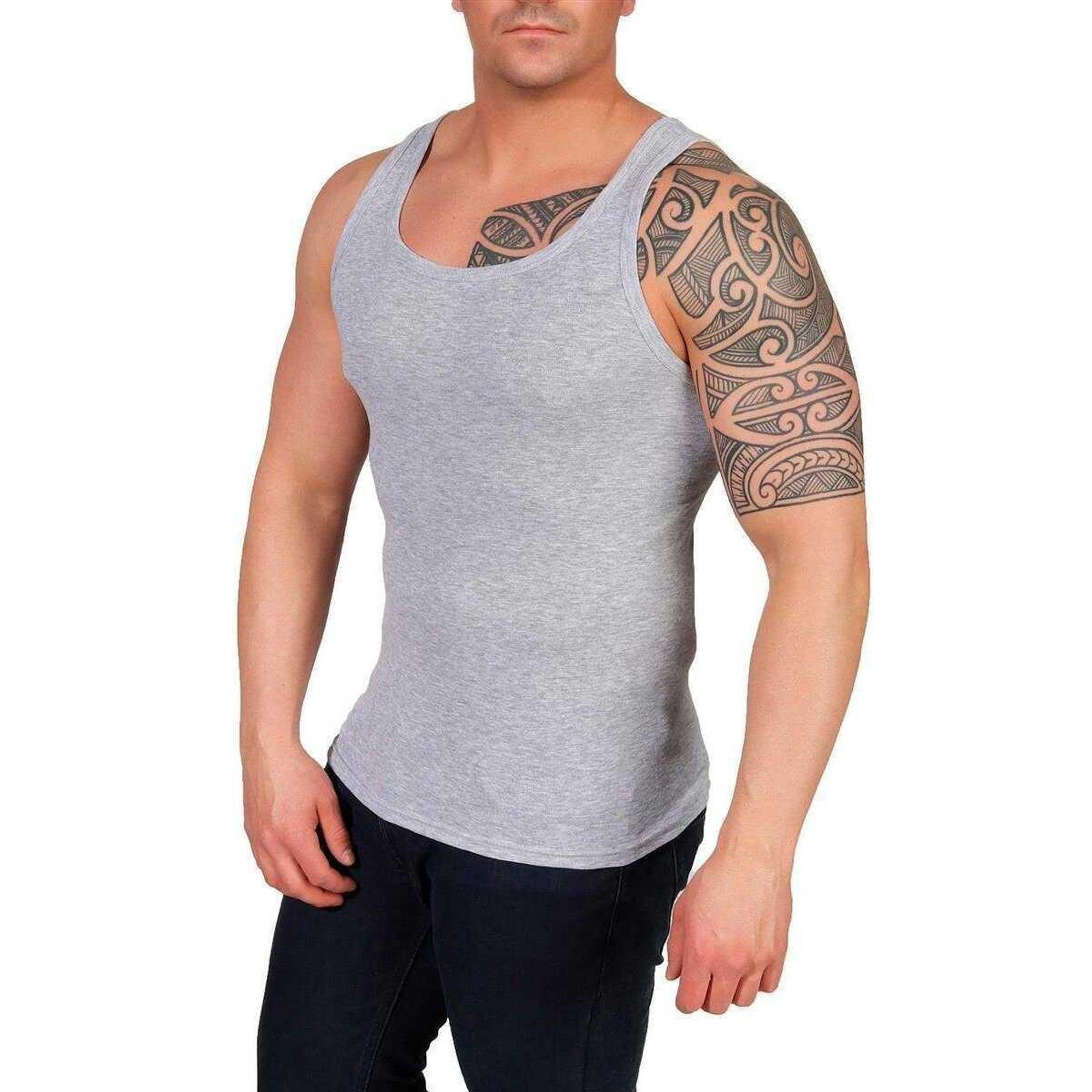 4er Set Unterhemd Unterwäsche Feinripp 100% Baumwolle Grau/4XL – Variante 3