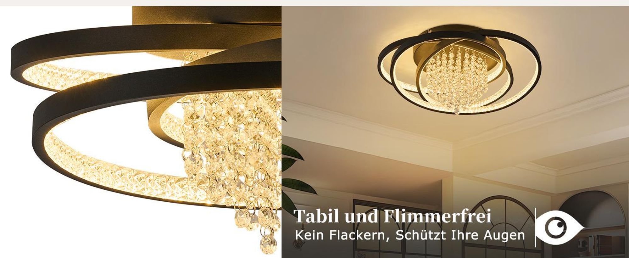 ZMH LED lampada da soffitto 40W plafoniera lampada soggiorno rotonda lampada camera da letto bianco caldo lampada corridoio in cristallo illuminazione
