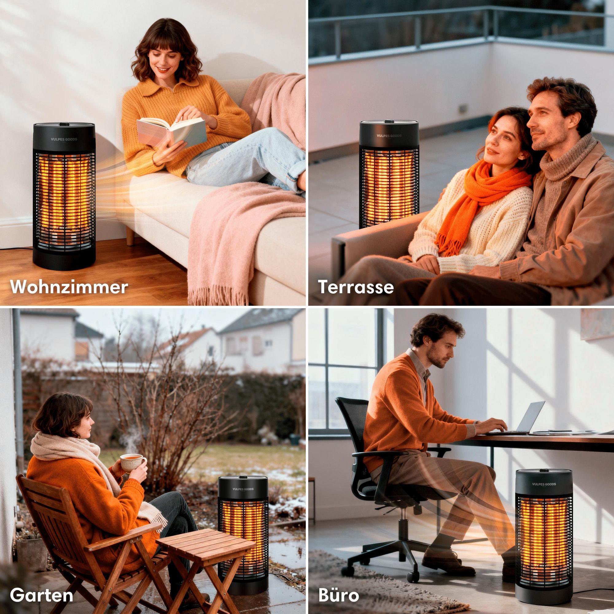 Infrarot Heizstrahler elektrisch mit 600 W & 1200 W Stufe, Innen / draußen geeignet- Terrassenheizer - elektrischer Infrarotstrahler, Infrarotheizung