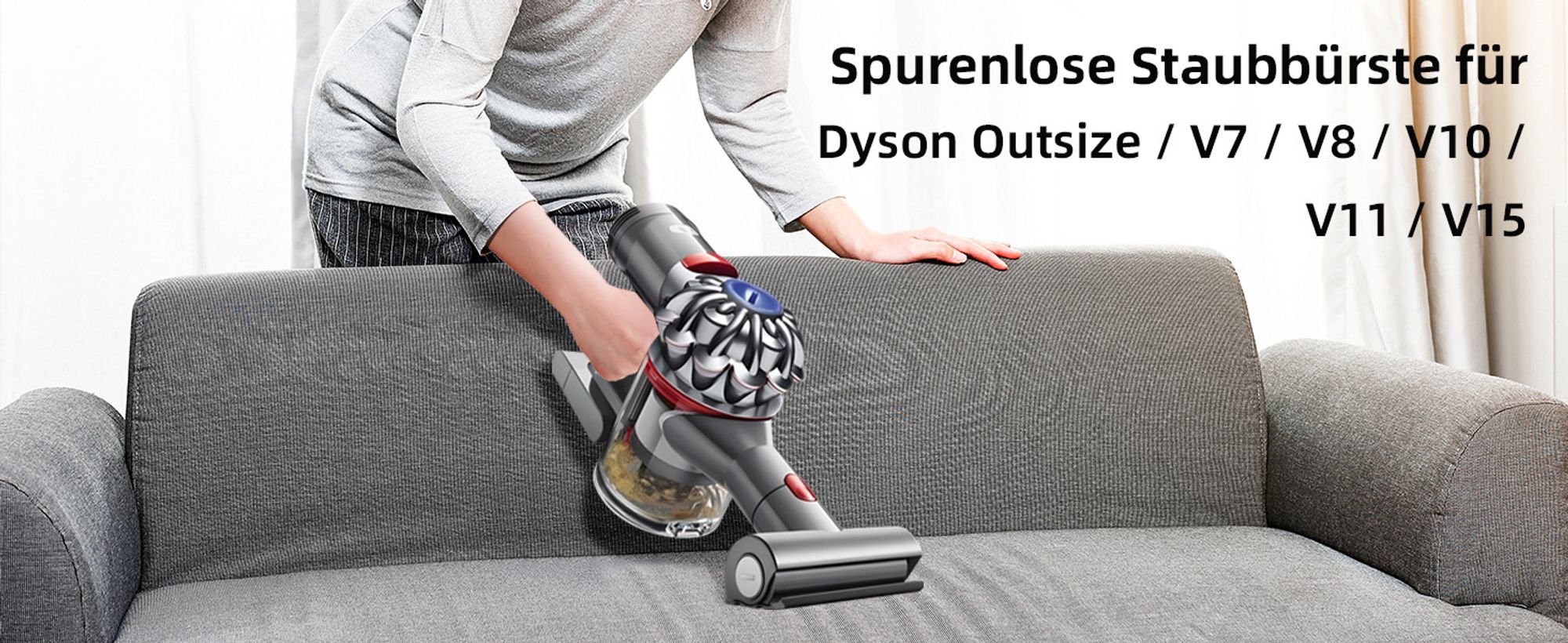 mini Turbinendüse für Dyson V7 / V8 / V10 / V11 / V15 Staubsauger, Quick Release Bürstenrolle für Sofa, Autositz, Sessel, entfernt Milben und Allergene