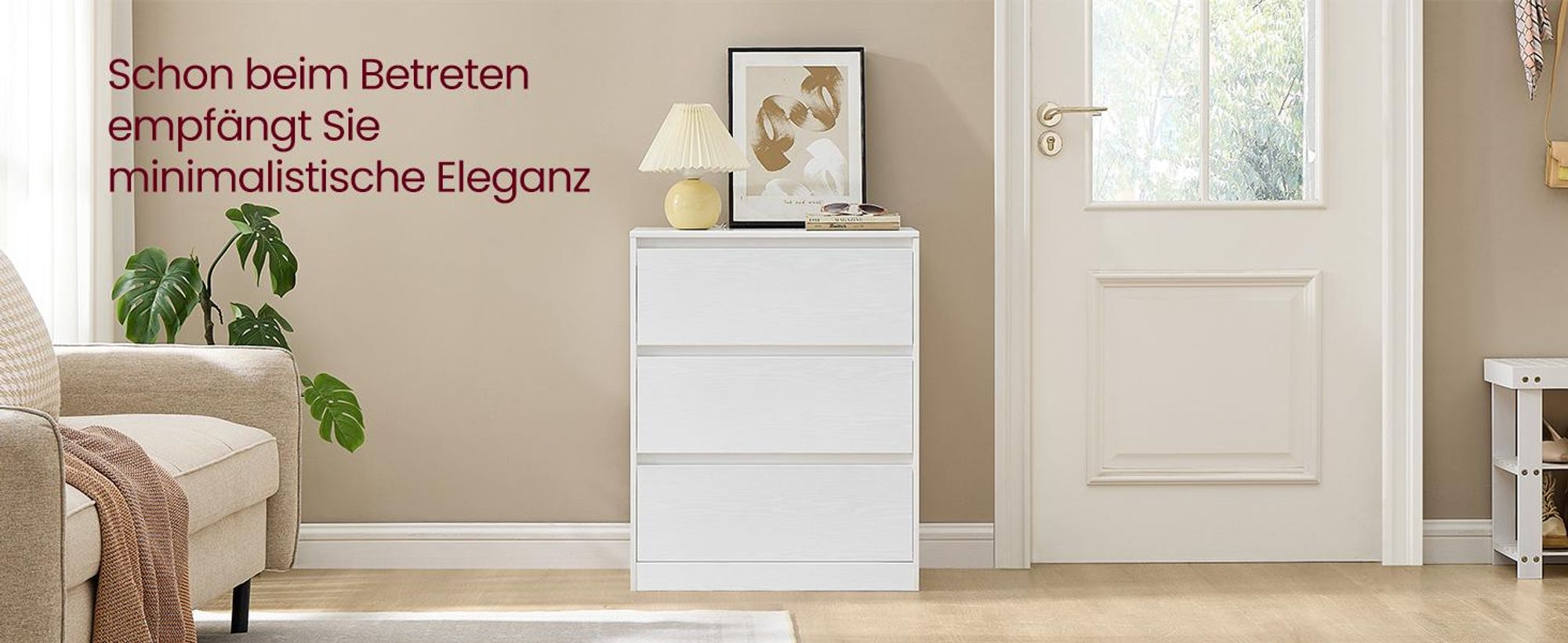 VASAGLE Kommode mit 3 Schubladen, Komodenschrank, Schubladenschrank, Wäschekommode, für Schlafzimmer, 40 x 60 x 75 cm