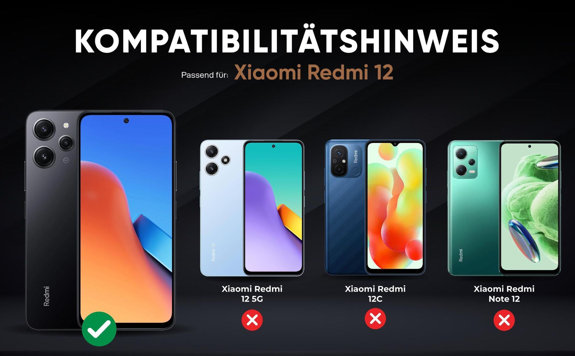Kompatibilitätshinweise Hülle für Xiaomi Redmi 12