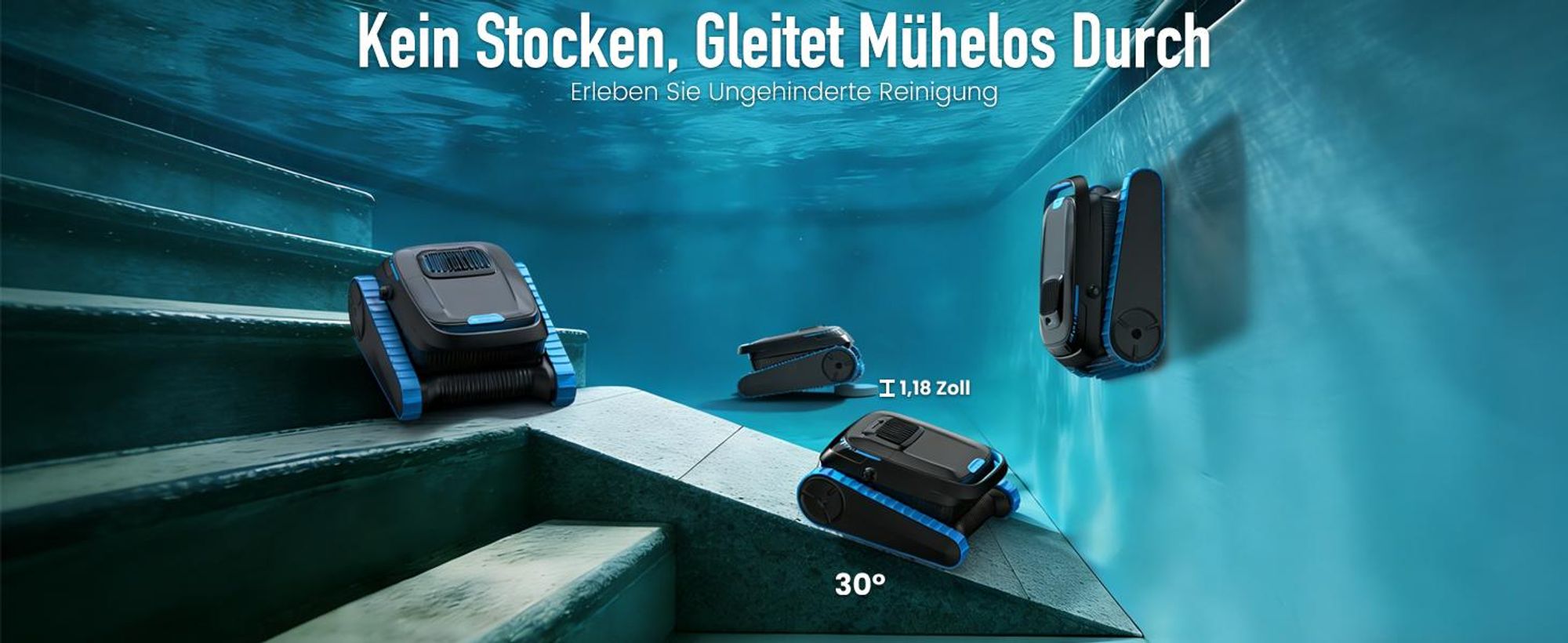 AIRROBO CP40 Poolroboter Boden und Wand mit APP, 120 Min Akkulaufzeit, 170m² Reinigungsfläche, Intelligente Navigation, Selbsteinparkfunktion