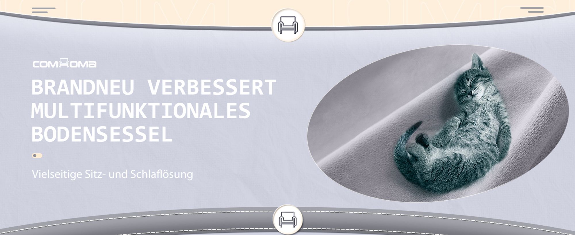 COMHOMA Relaxsessel Bodensofa Klappbar Bodensessel mit Schlaffunktion Lazy Sofa, gepolsert mit 5-stufig Verstellbarer Rückenlehne schwarz