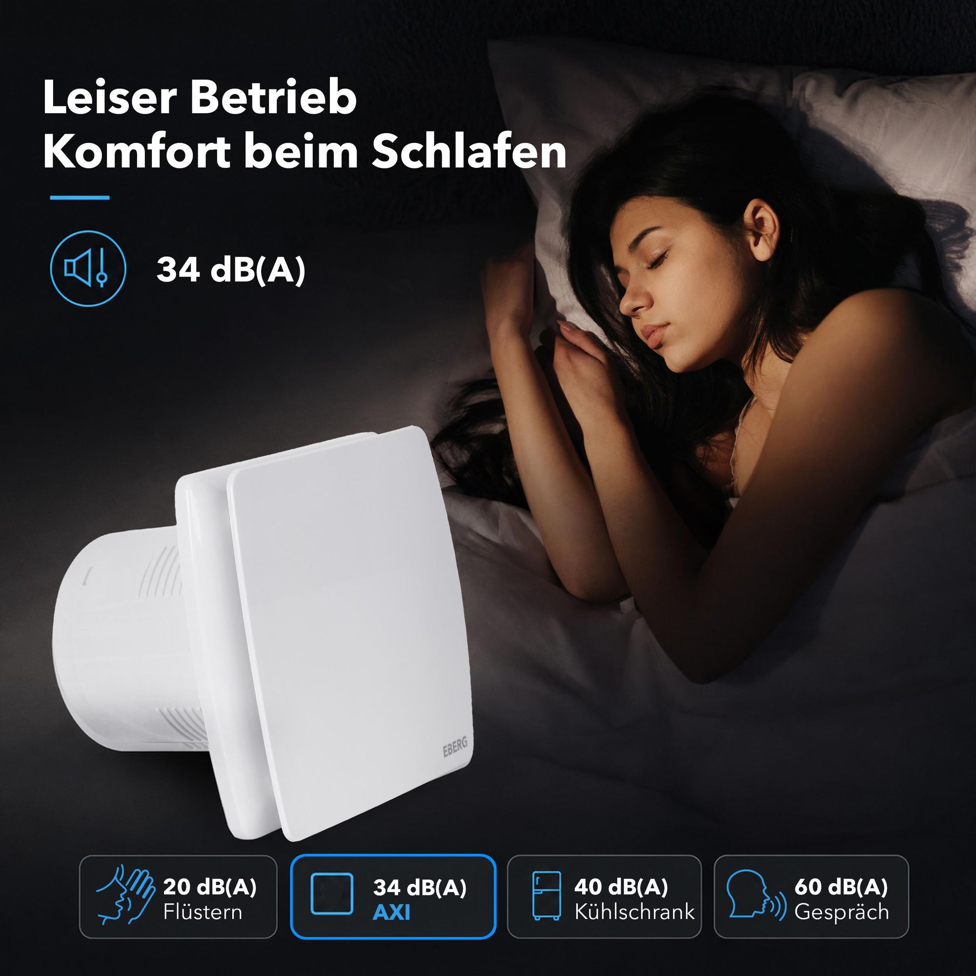 EBERG AXI 100 T Badlüfter 100 mm Timer Rückstauklappe Weiß