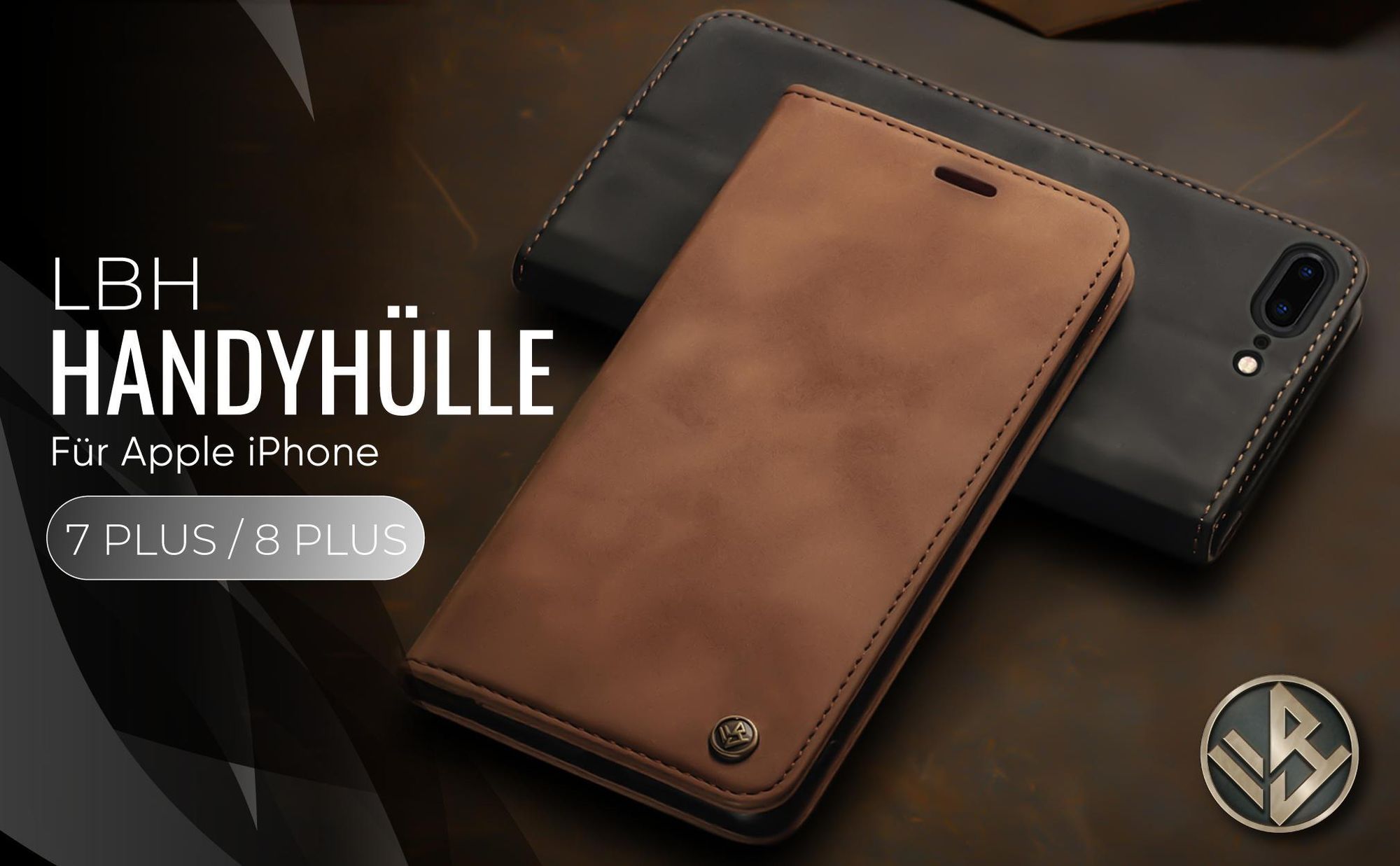 Hochwertige Klapphülle für Apple iPhone 7 Plus / 8 Plus im klassischen Design