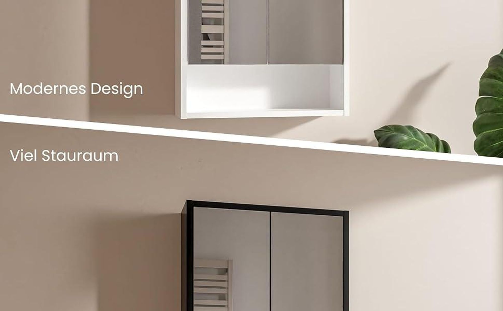 60x78 cm Spiegelschrank Bad Schwarz mit Glaseinlegeböden Badezimmermöbel Bathroom Cabinet Hängeschrank Bad Grifflose Front Modernes Design Wandmontage