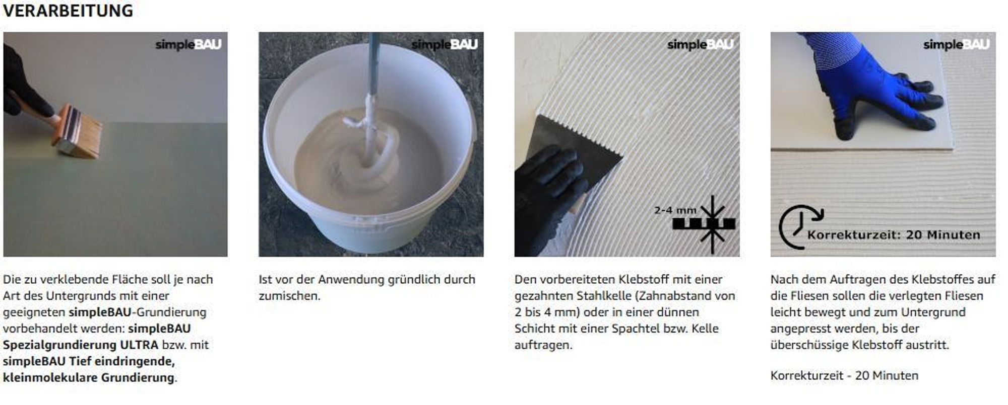 SimpleBau Fertigfliesenkleber 15KG Universal Kleber für Gipskartonplatten +1L Grundierung. Osb,Kleber für schwierige Untergründe Kleber