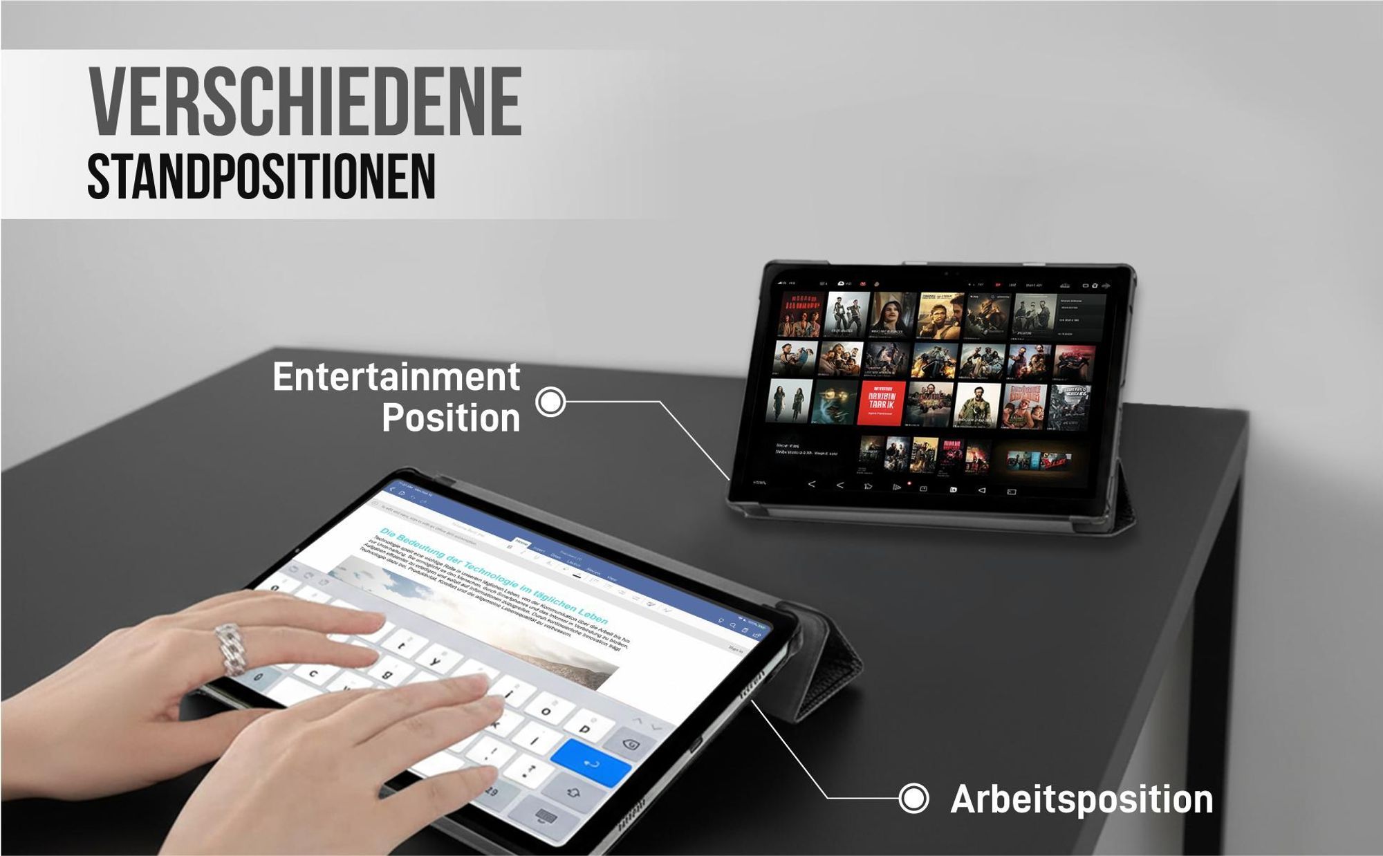 Hülle für Lenovo Tab M10 Plus 10.3 mit verschiedenen Standpositionen
