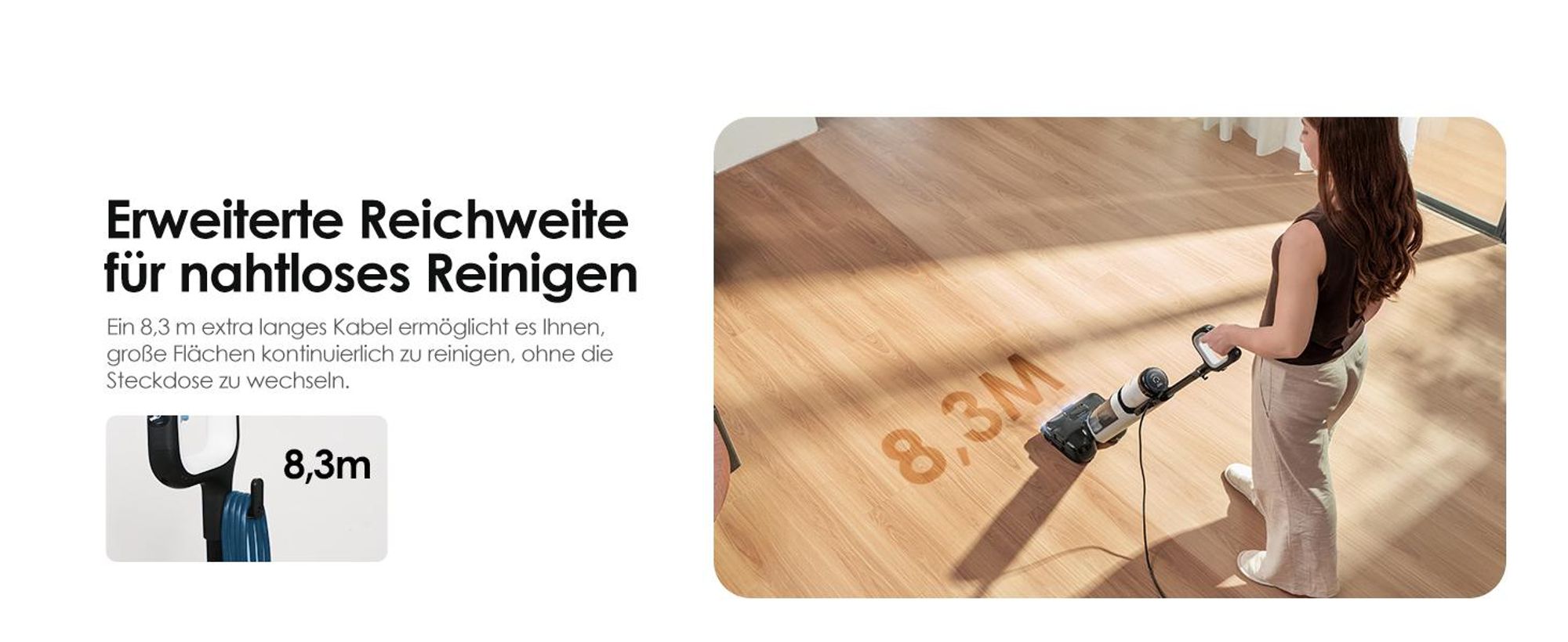 Tineco FLOOR ONE S6 Stretch Steam Nass Trockensauger mit Kabel, 160℃ Dampfreiniger, BoostSteam, 180°Lay-Flat, Anti-Tangle, FlashDry Selbstreinigung
