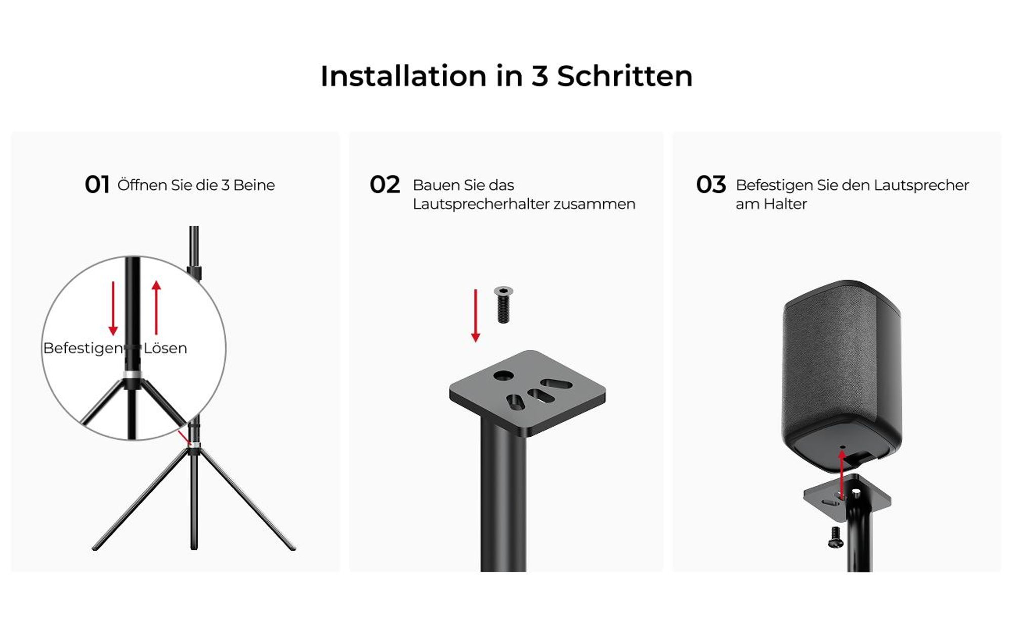 Ultimea Lautsprecherständer Steady 310 - 1 Paar Ständer für Poseidon und Skywave Serie Soundbar (bis 36,6 Zoll, Ausziehbar von 62 cm bis 93 cm
