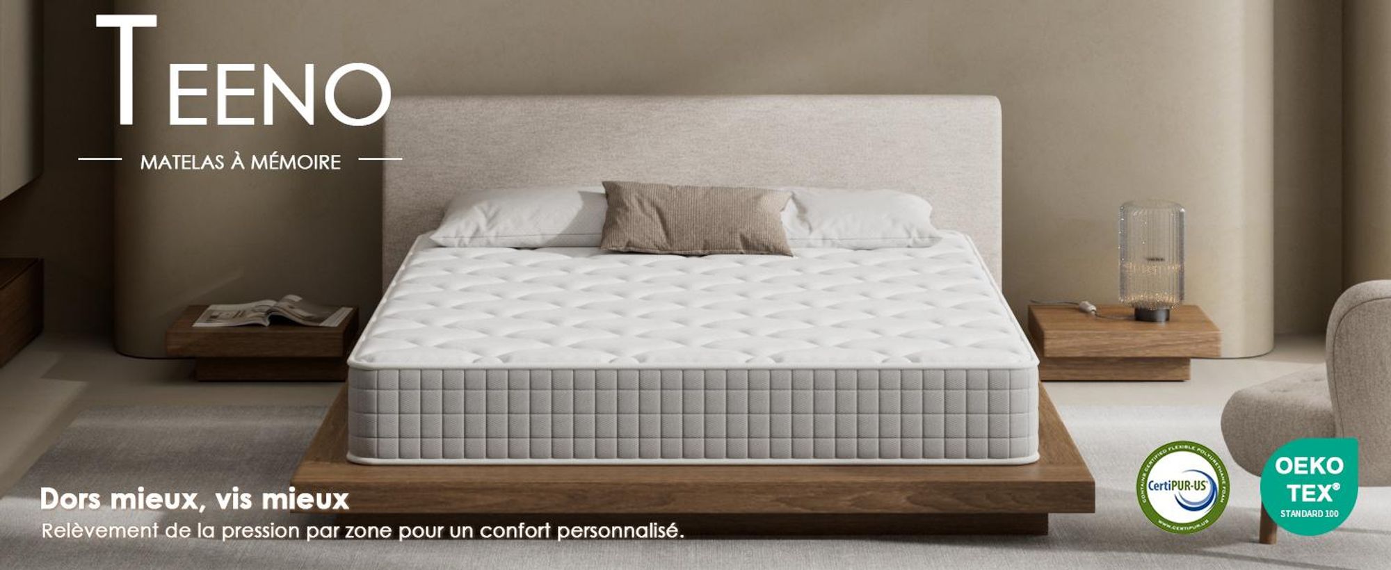 DEWINNER Memory-Schaum Matratze 180x200 cm Doppelbett – 22cm, 7 Stützzonen, mittelfest, Bewegungsisolierung, atmungsaktiv, hypoallergen