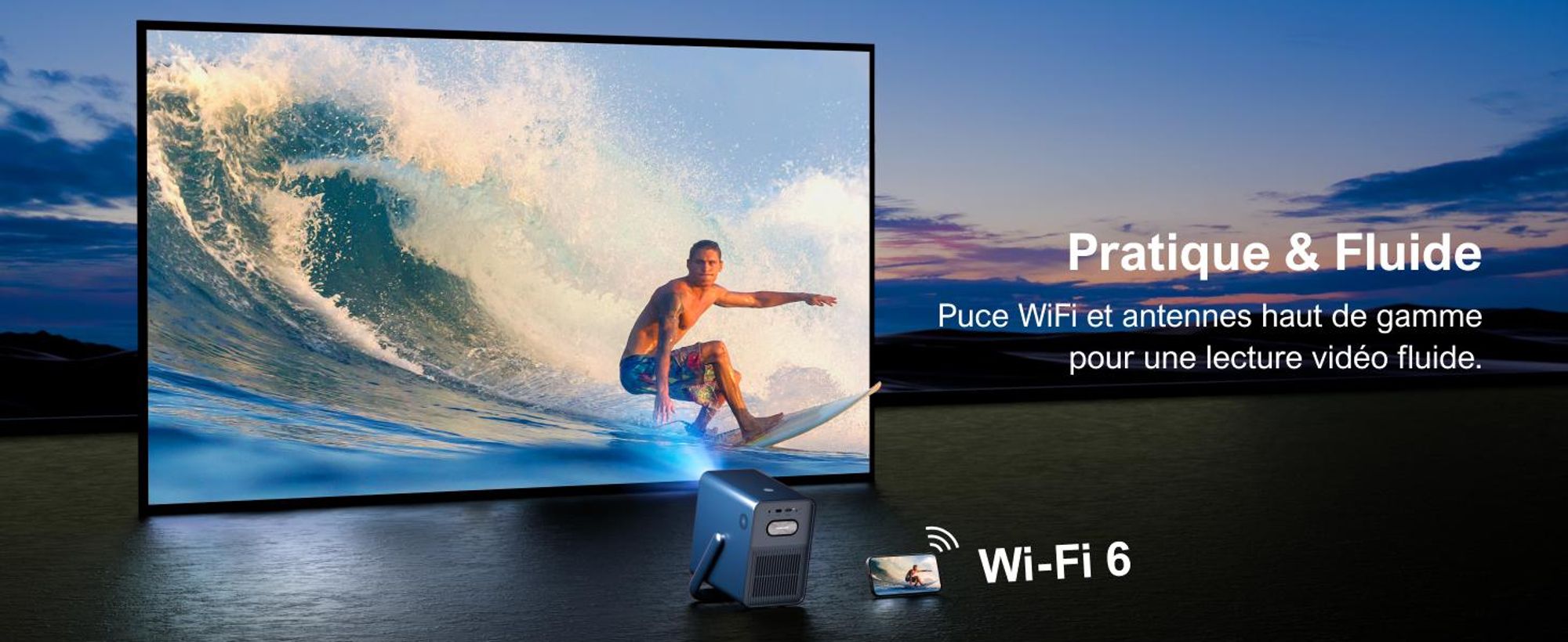 ULTIMEA Beamer Android TV 11.0 avec NETFLIX, 4K Home Cinema Beamer support 1000 ANSI-Lumen, Dolby Audio, Poseidon E40 Smart Series