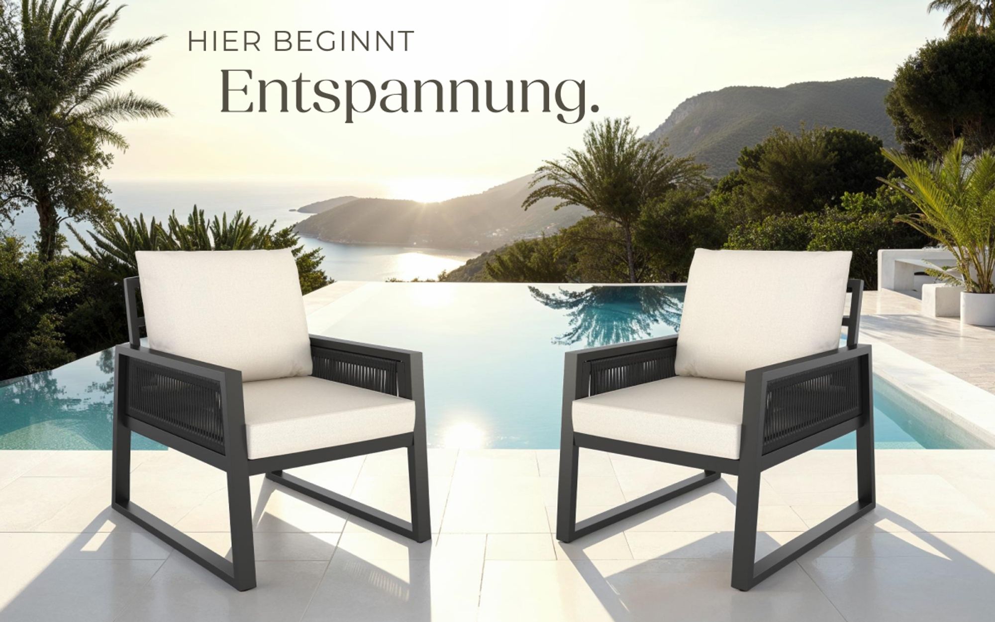 tectake® Aluminium Garten-Lounge Set Captive im Rope-Design