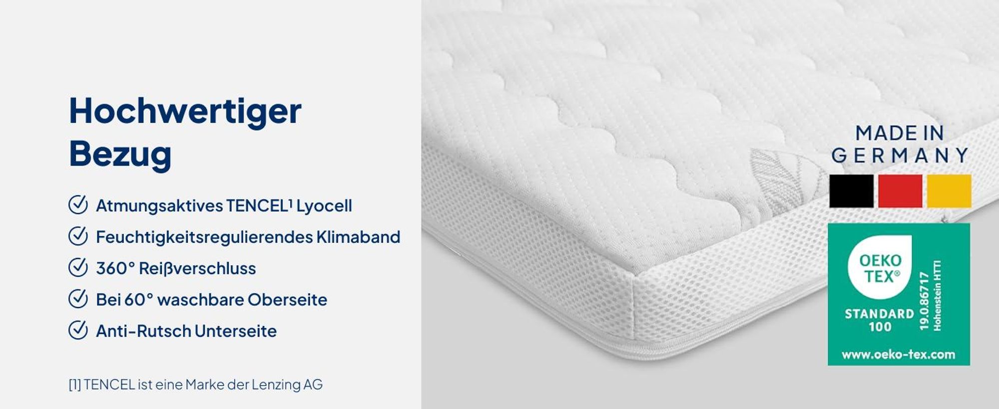 AM Qualitätsmatratzen | Premium Visco-Topper | 150x200 cm | 6 cm Höhe | Matratzentopper | 150/200 | Viscoschaum Topper | Memoryschaum