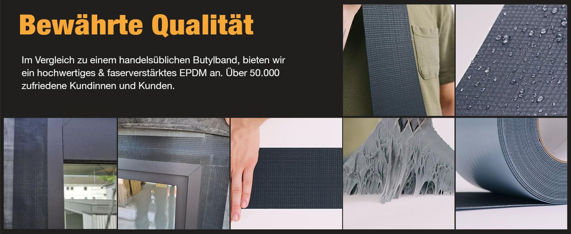 Butyl Abdichtungsband DIY 10cm x 5m Schwarz – selbstklebendes Dichtband für Dach, Balkon & Reparatur, sofort wasserdicht, UV- & wetterbeständig