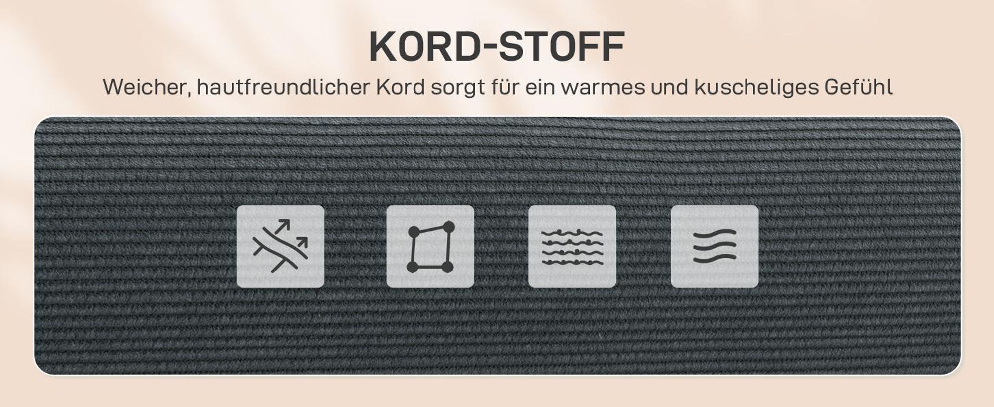 HOMCOM Schlafsofa, Klappsofa mit Bettfunktion, Rückenkissen Kordoptik Dunkelgrau