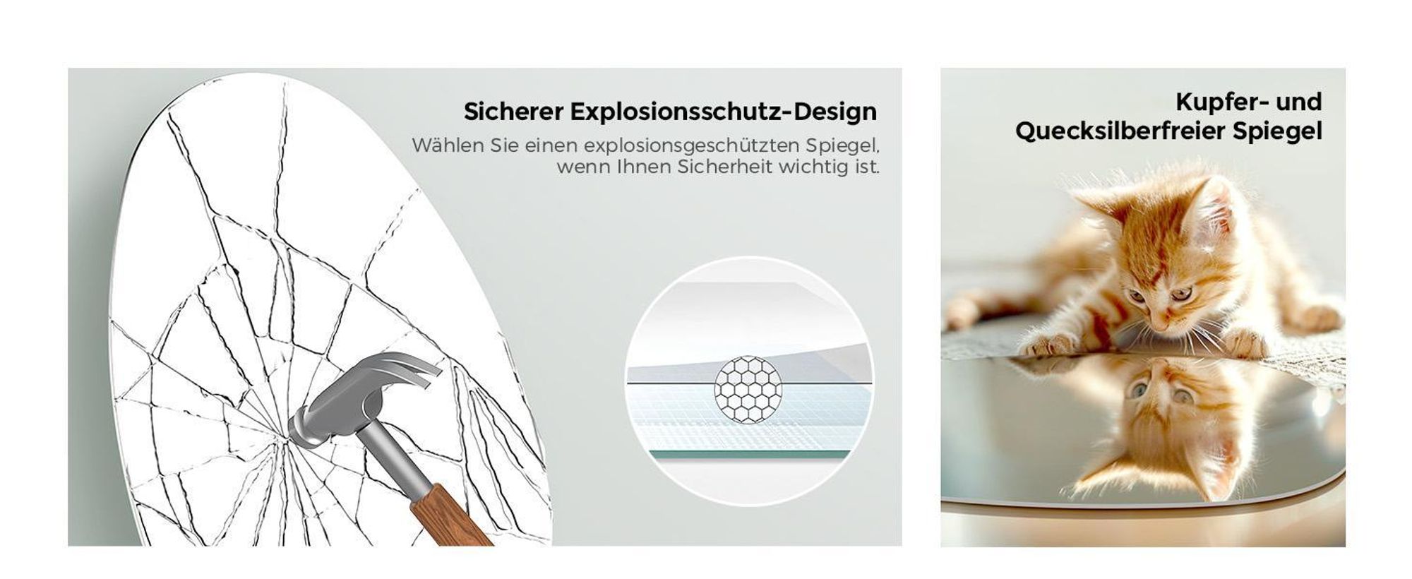 S'AFIELINA Wandspiegel asymmetrisch 75×55cm ohne Rahmen Deckospiegel Badspiegel für Wohnzimmer, Badezimmer und Schlafzimmer