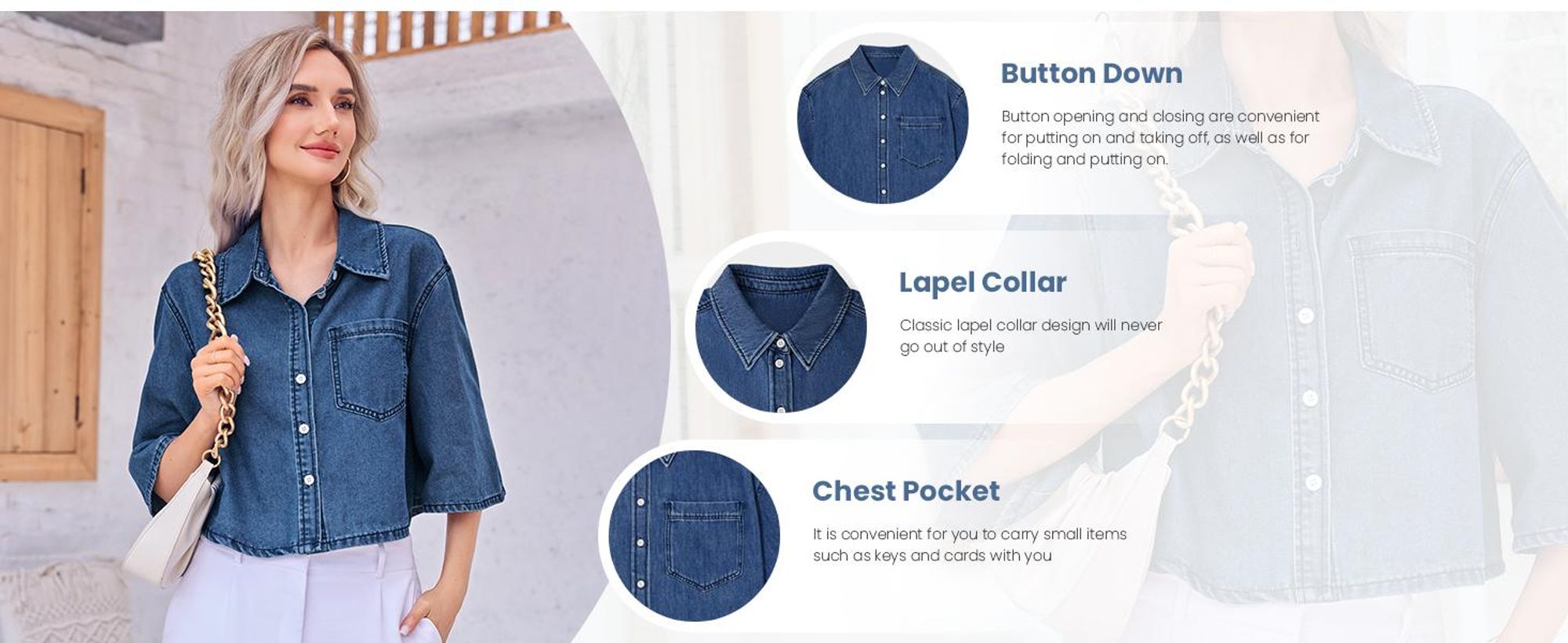 Damen-Jeansjacke, kurze Ärmel, Knopfleiste, mit Taschen,Größe:XL