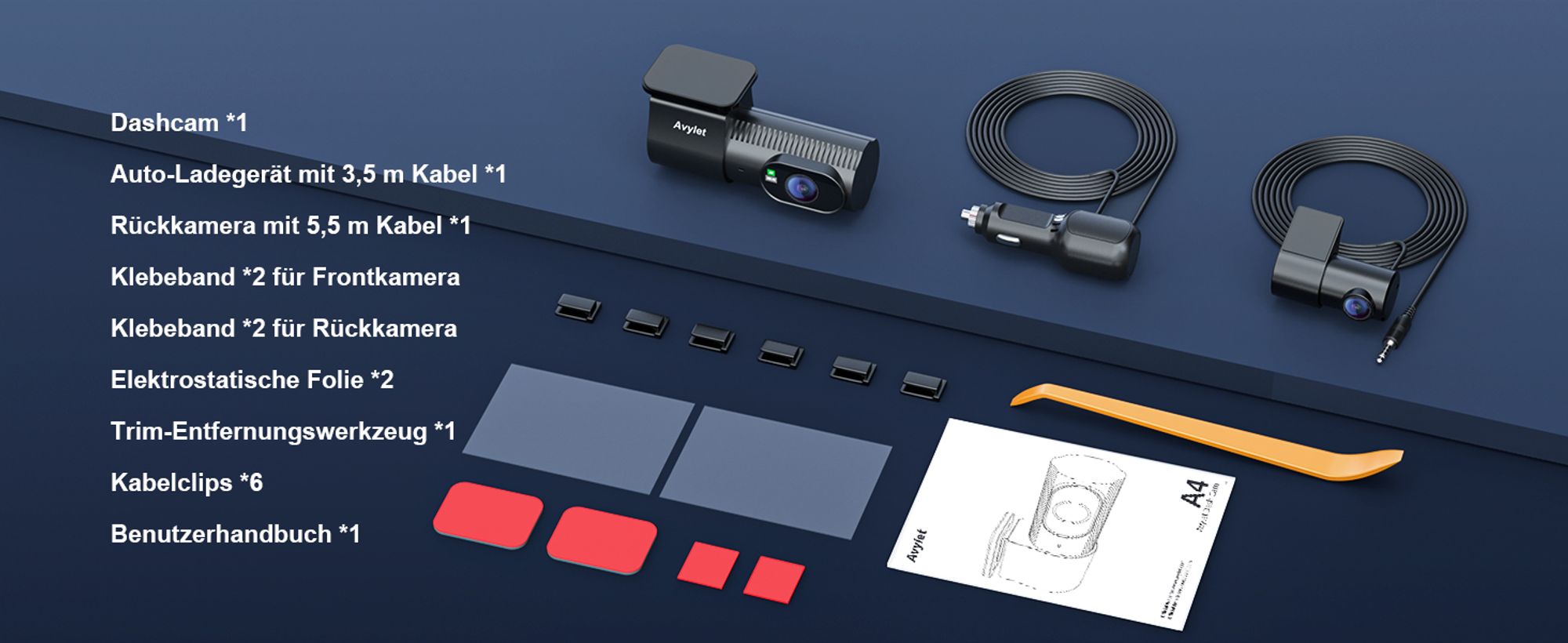 4K+1080P Dashcam Auto Vorne Hinten, Wi-Fi/APP Dual Auto Kamera mit Parküberwachung