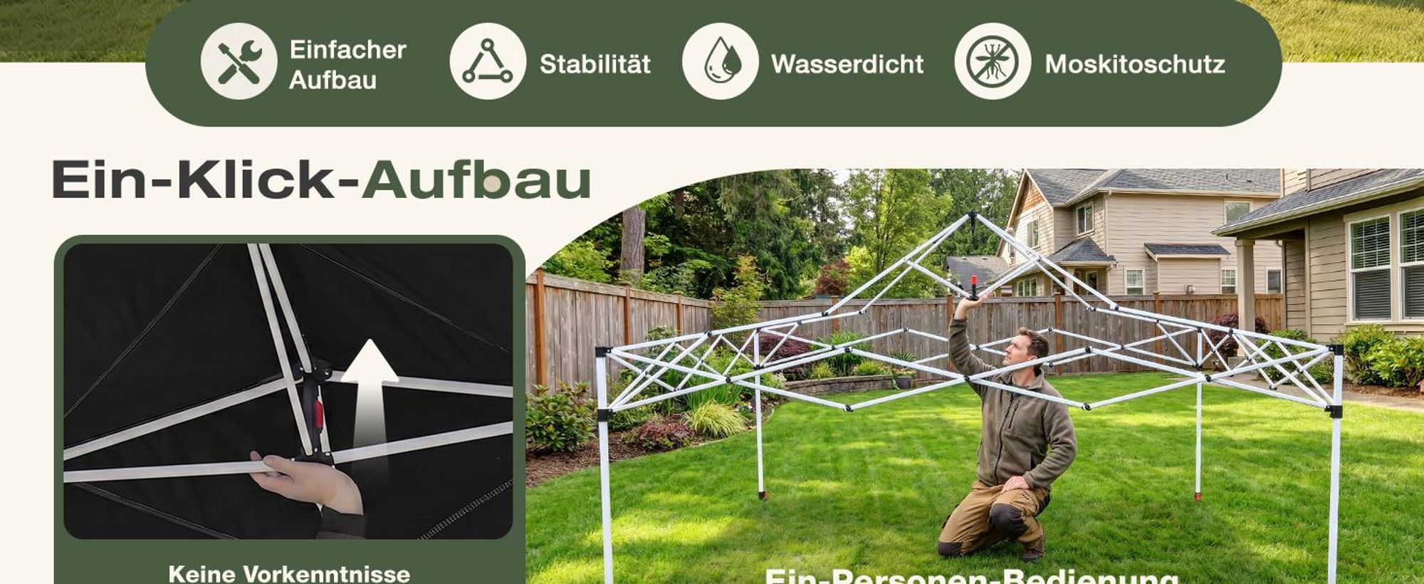 Sekey Faltpavillon 3x3m Pop Up Pavillon mit Moskitonetz, Wasserdichter Gartenpavillon höhenverstellbar inkl. 4 Sandsäcke für Garten Party Camping