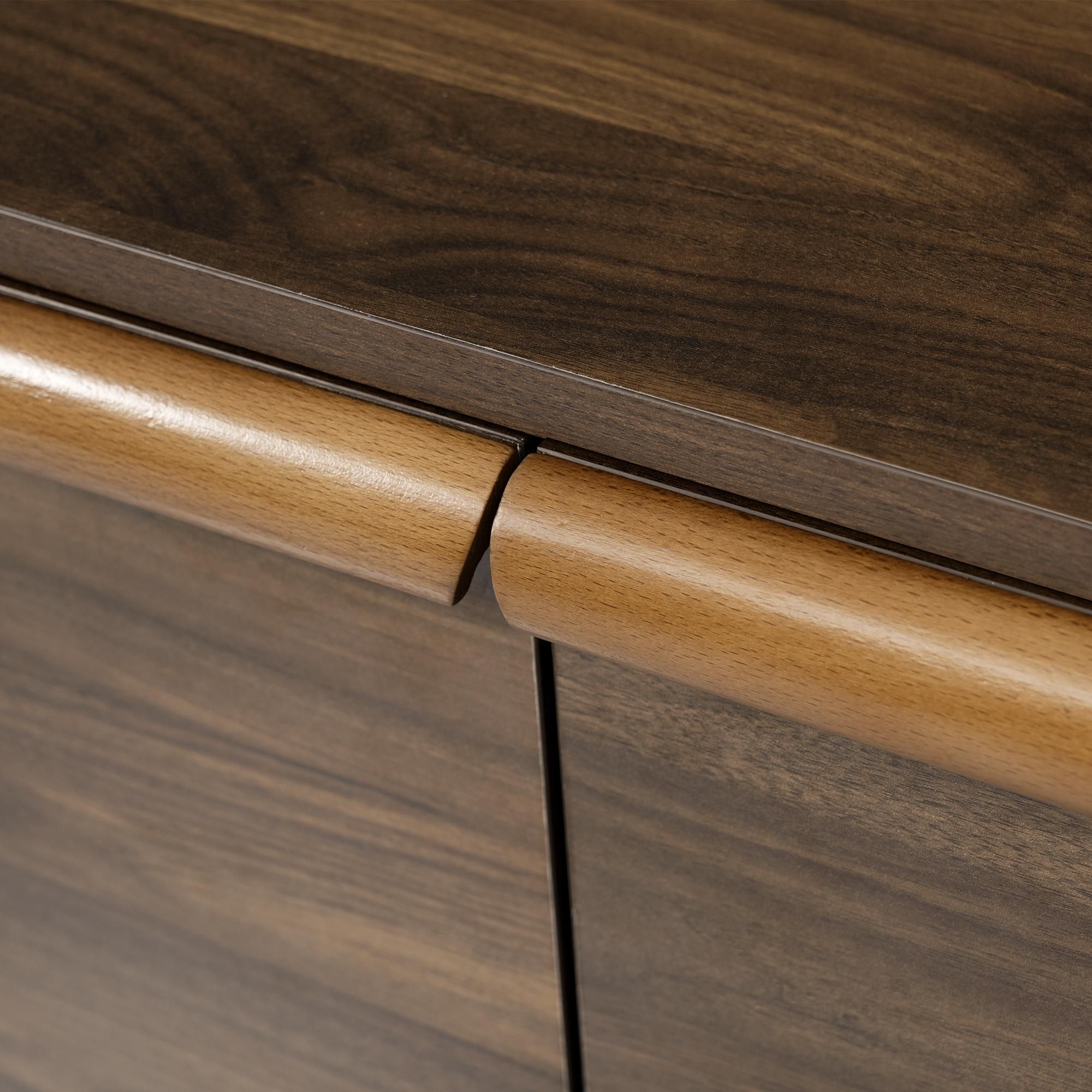 Flieks Kommode Wohnzimmerschrank mit Schubladen und offenem Staufach, Anrichte Sideboard mit Tür und verstellbaren Einlegeböden, Oak