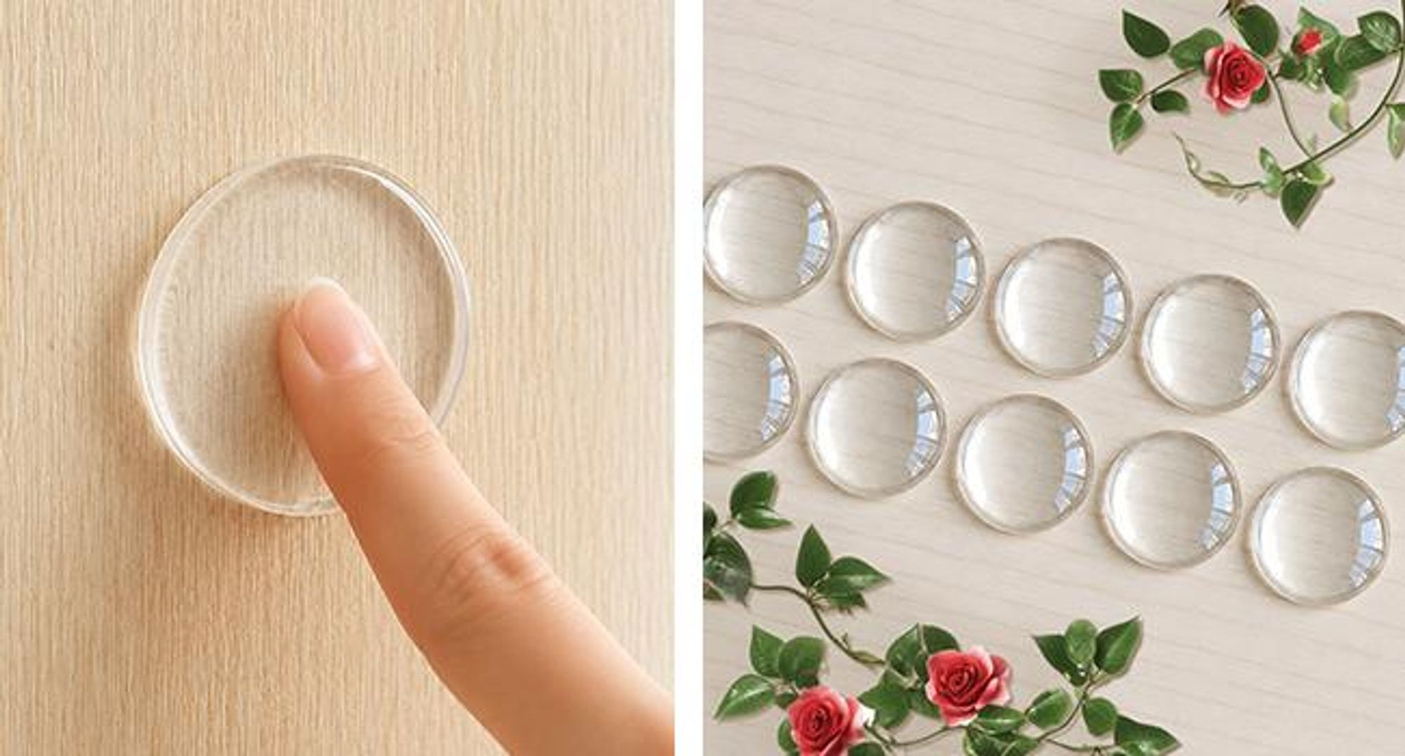 KRUMAD Türstopper Wand Set 10, selbstklebende Türpuffer, Türgriffschutz Wandpuffer, Möbelschutz, 40 mm, PolyurethanMaterial, Weiß