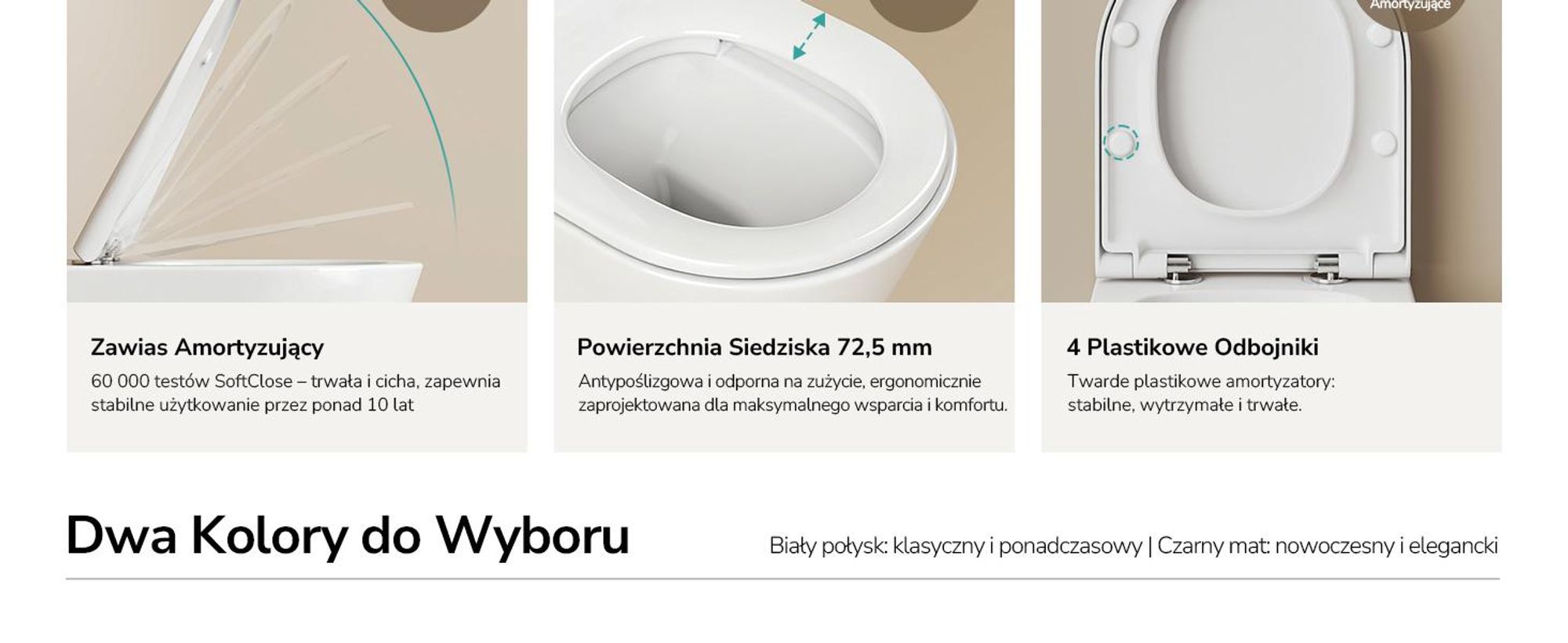 EMKE Miska WC wisząca ceramiczna, podwójny system spłukiwania, oszczędność wody, deska wolnoopadająca Soft-Close, biały połysk