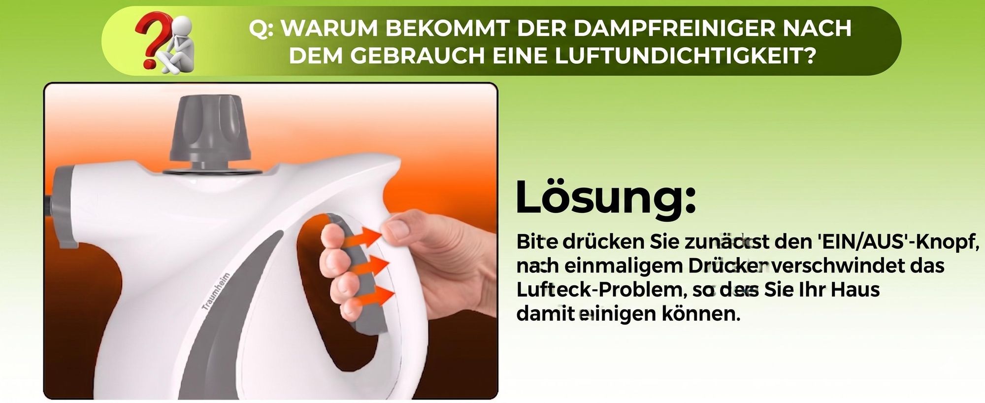 1300W Natürlicher Dampfreiniger mit Druck für mehrere Oberflächen, mit 12 Zubehörteilen, Mehrzweck-Dampfgarer für den Heimgebrauch, zur Reinigung
