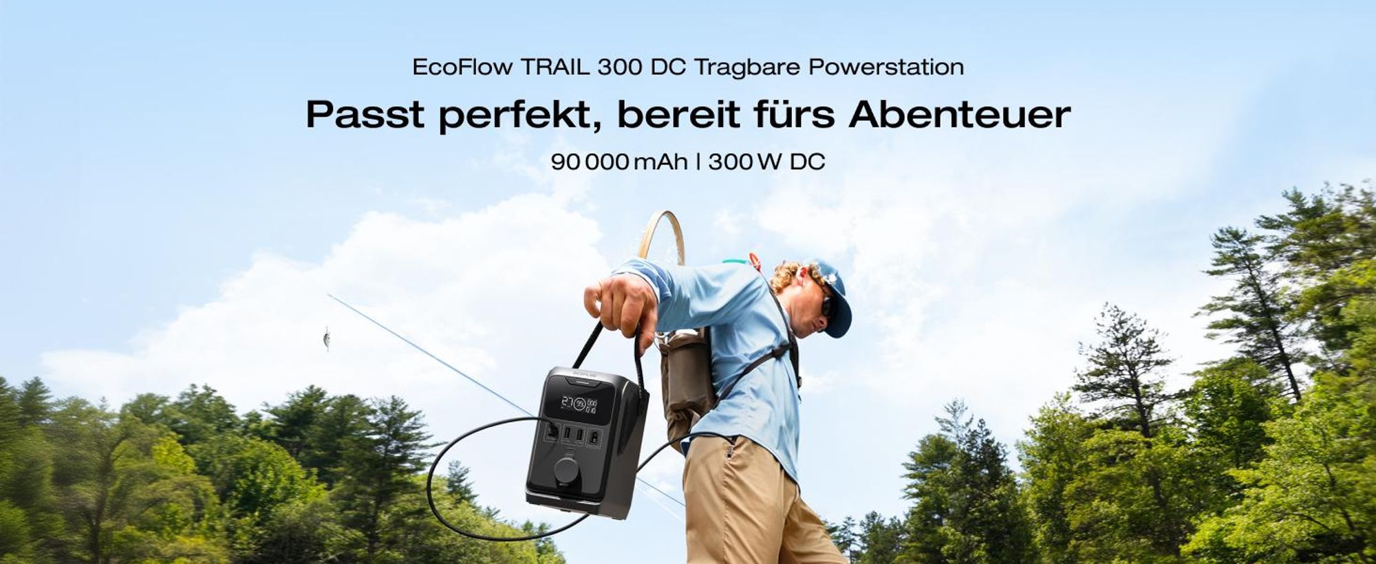 ECOFLOW TRAIL 300 DC Tragbare Powerstation, 288 Wh Ultraleichte LiFePO4-Batterie, 300 W Solargenerator, Schnellladung, 5 Ausgänge, Sturzsicher