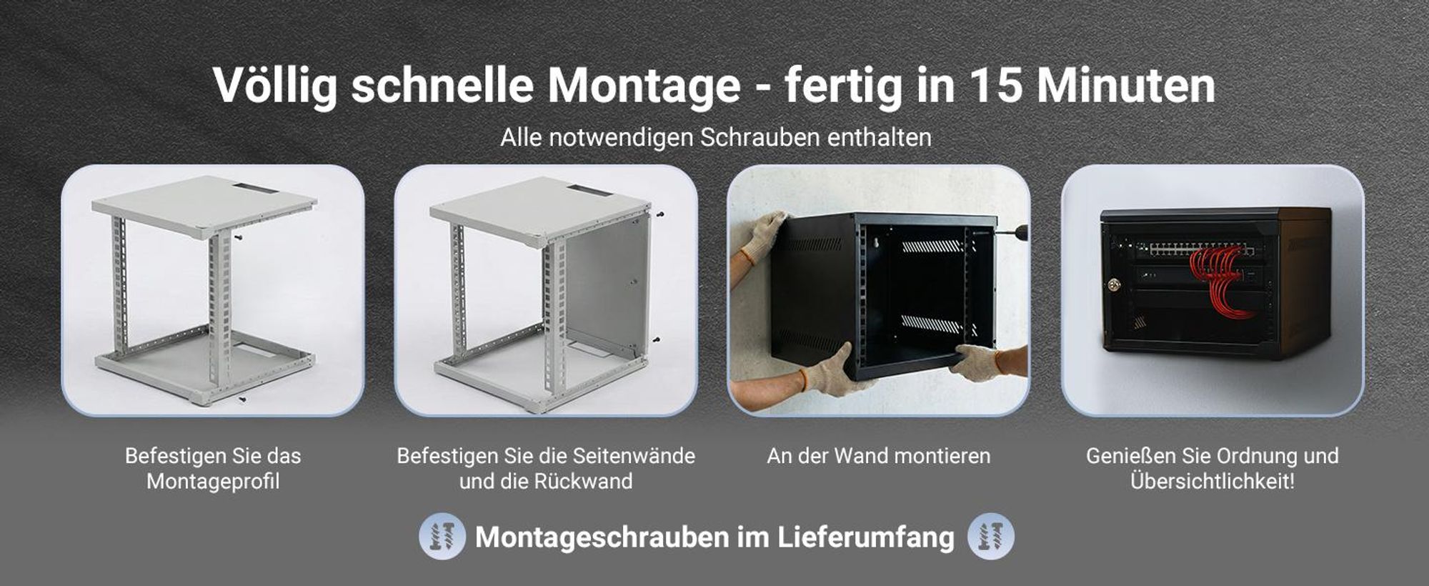 Extralink LITE 4U 10 280X310 WALL-MOUNTED RACKMOUNT CABINET BLACK, Freistehendes/wand-/bodenmontiertes Regal, 4U, 15 kg, Schwarz