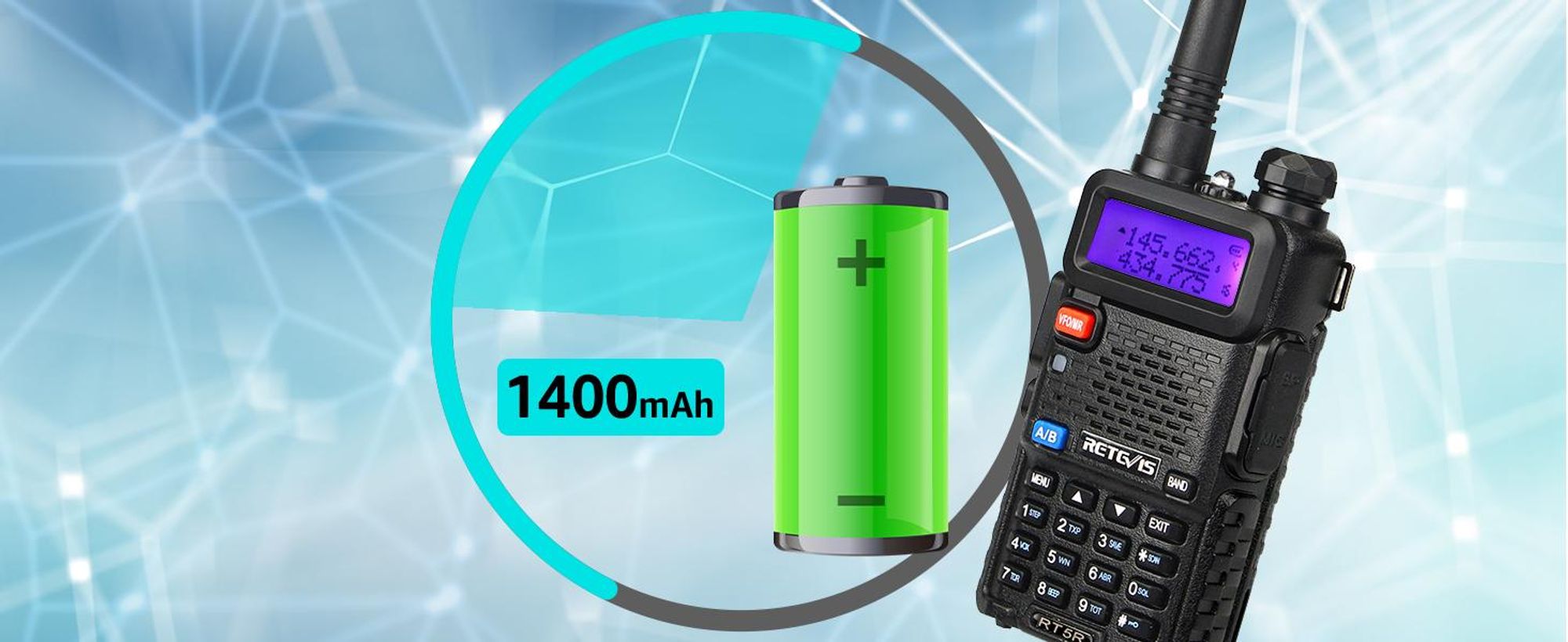 Retevis RT5R Walkie Talkie Dualband, Ham Amateure mit Großer Reichweite, 2m / 70cm USB-Laderadio, Tragbares FM-Radio, 128-Kanal Amateurfunk für Sicherheit, Baustelle, Schule, Unternehmen