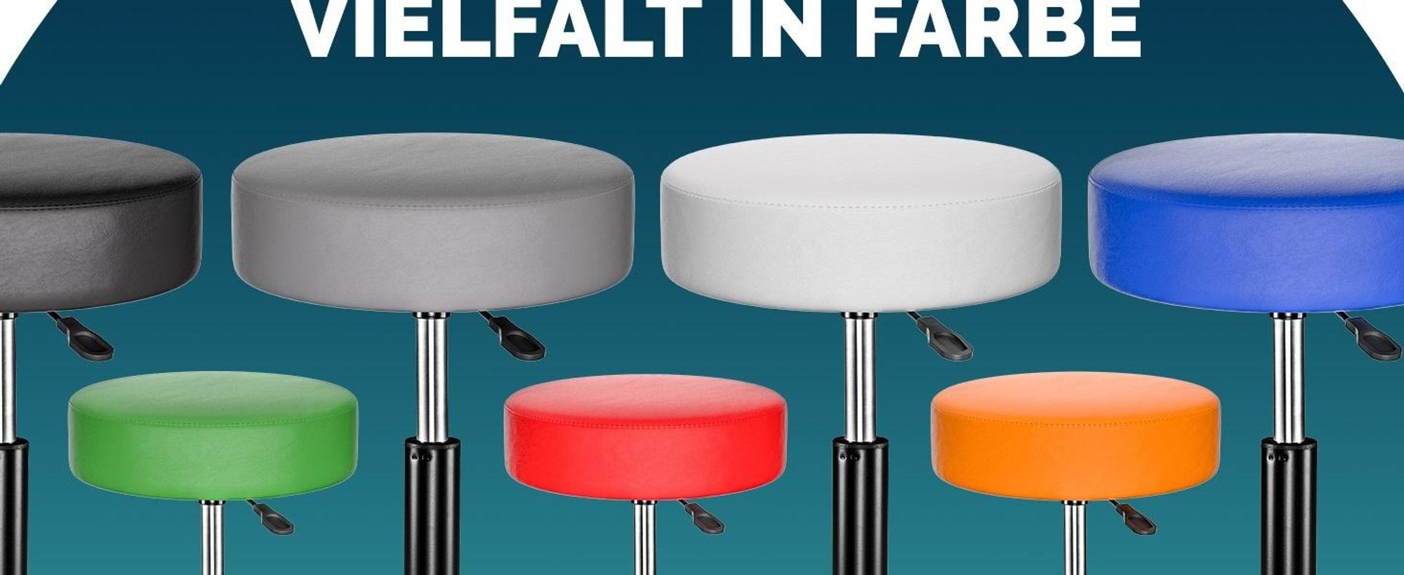 CASARIA® Rollhocker Höhenverstellbar 2er Set 10cm Polsterung 46-60cm Höhe 360° Drehbar Ø35cm Rund Rollen Bürohocker Drehhocker Arbeitshocker Stuhl Grau