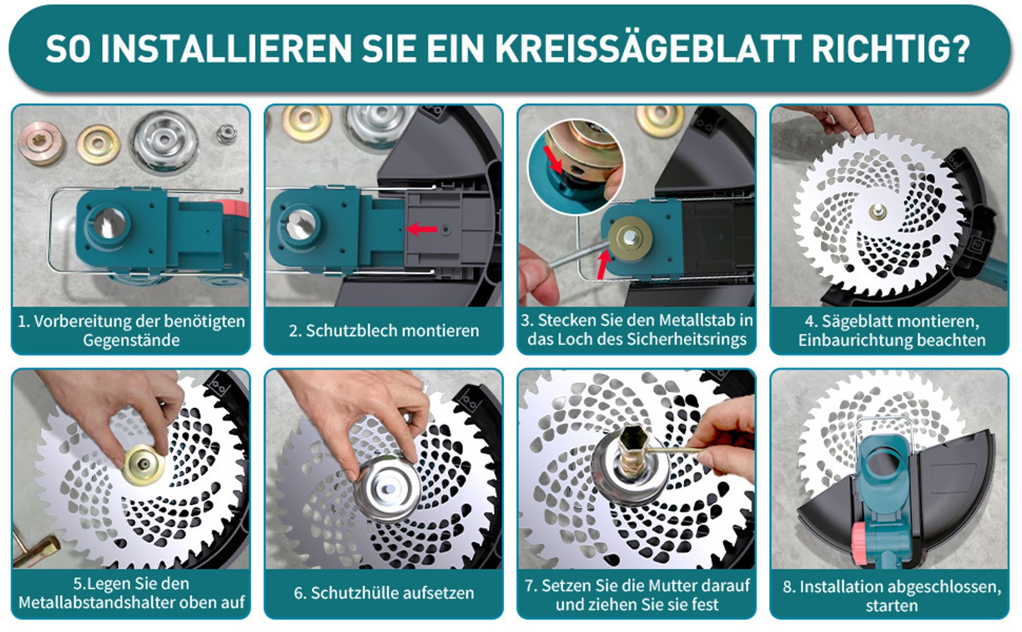 750W Akku Rasentrimmer mit 2× 4000mAh Akkus 21V, 5 Klingentypen Bürstenloser Motor Rasentrimmer, Freischneider mit Unkrautbürste, Drahtbürste – Blau