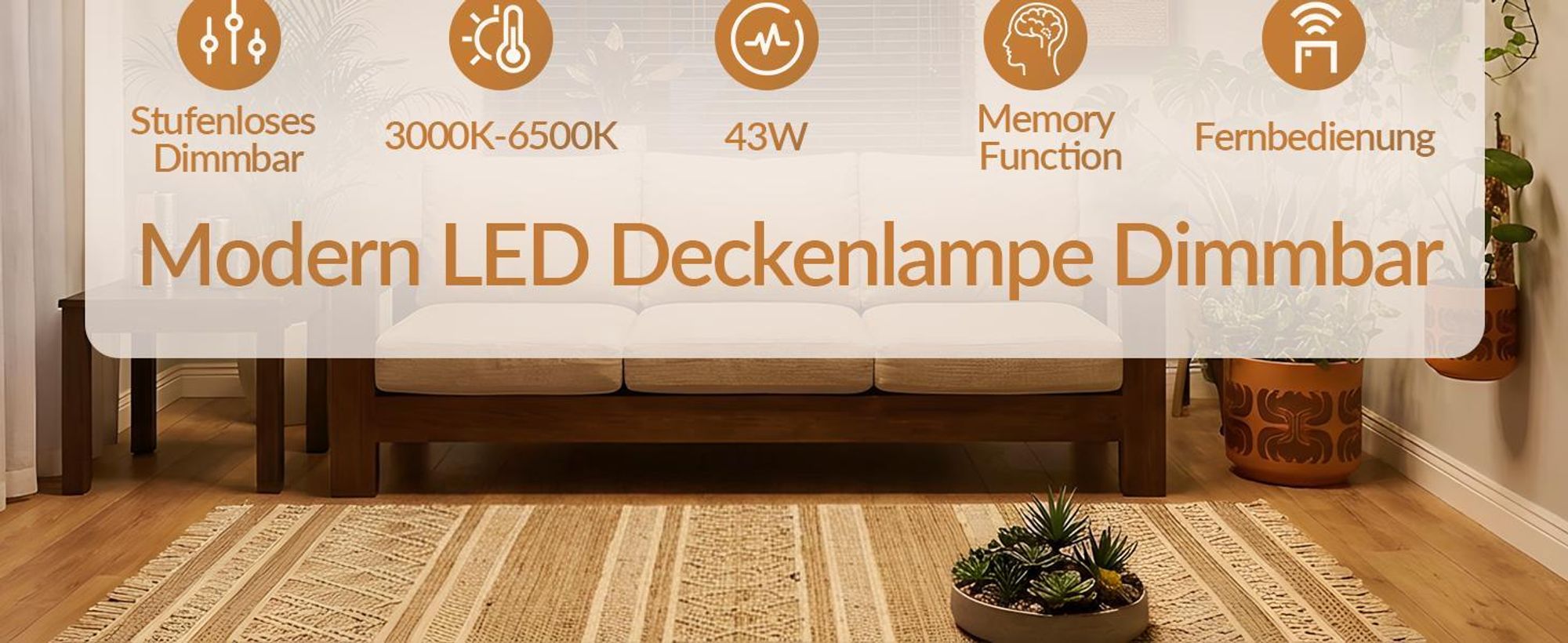 Lampa sufitowa LED ZMH do salonu, z regulacją jasności, 43 W, lampa sufitowa do salonu z pilotem, prostokątna, lampa do sypialni