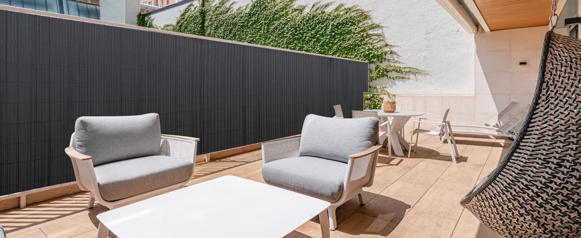 PVC Sichtschutzmatte Balkon Sichtschutz Doppelte Sichtschutzzaun, 100x400 cm
