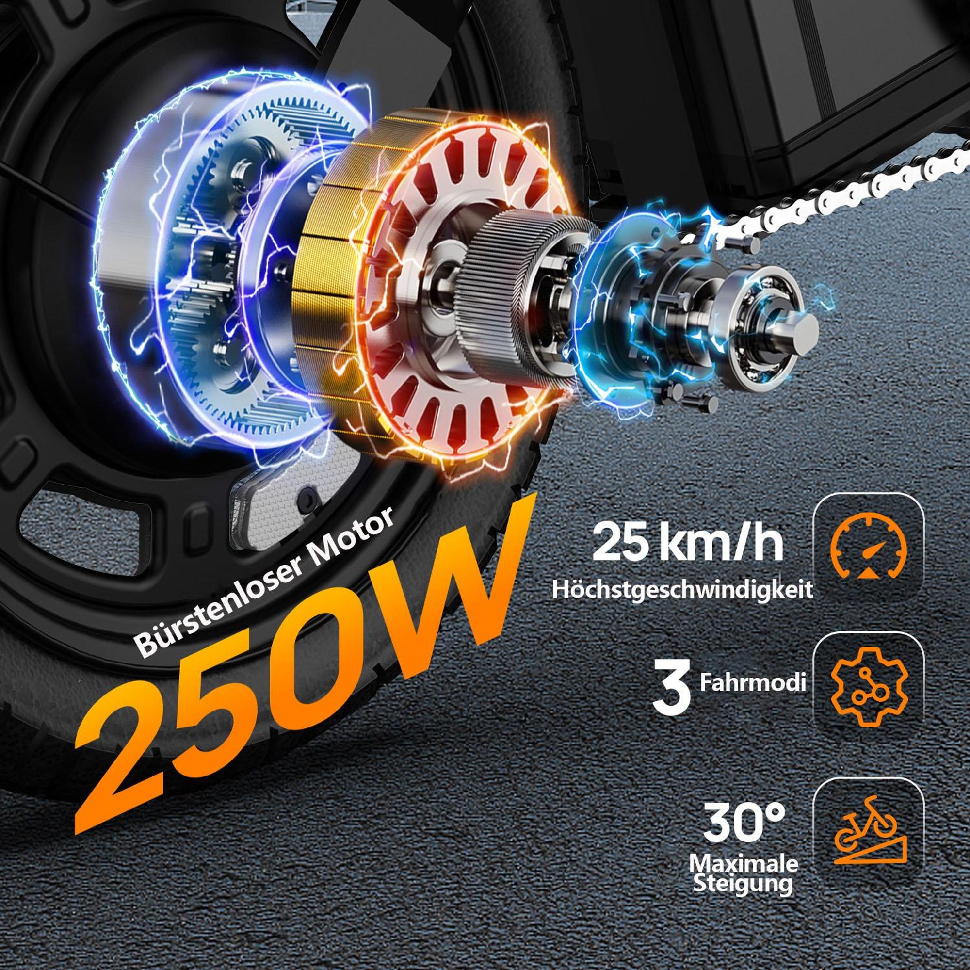 Elektrofahrrad URLIFE F1L - 250W Motor 48V 7.5Ah Batterie 14 Zoll  Reifen Scheibenbremse - Schwarz
