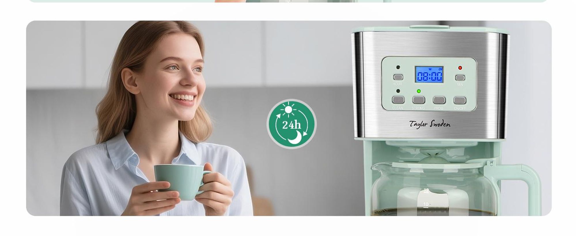 Aigostar - 950W Kaffeemaschine mit Timer,12 Tassen,Tropf-Stopp, Abschaltautomatik