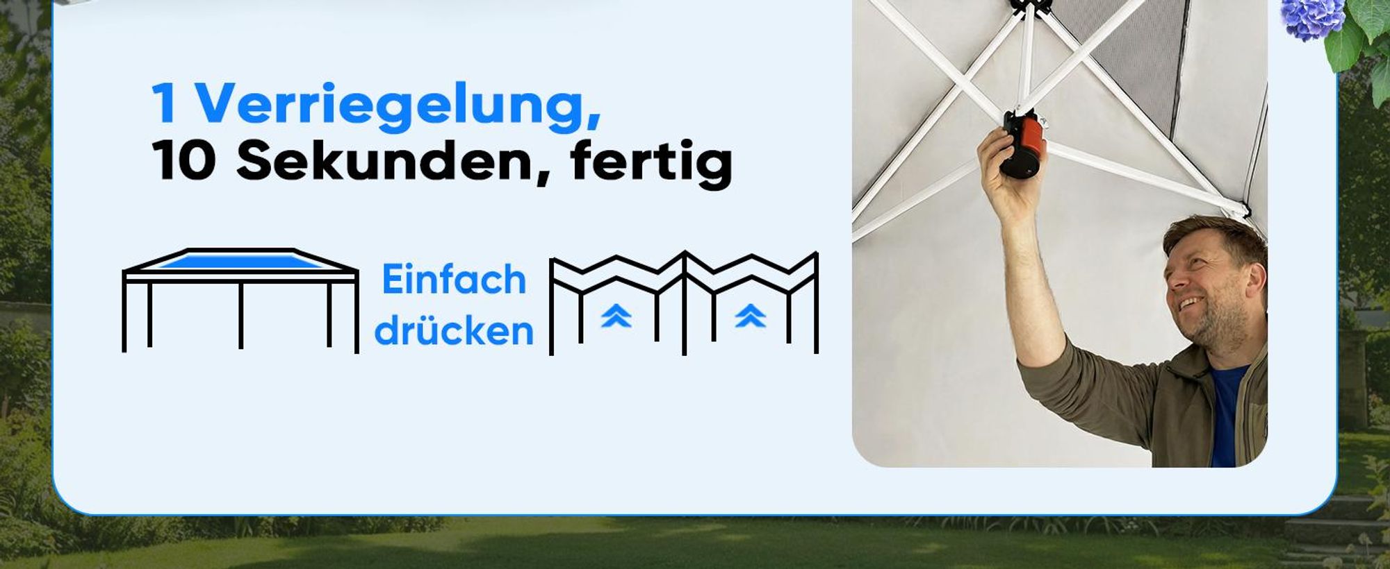 Quictent Pavillon 3x6m Faltpavillon EIN-Tasten-Zentralverriegelung,Wasserdicht UV-beständig, Gartenpavillon faltbar mit 6 Seitenwänden, Blau
