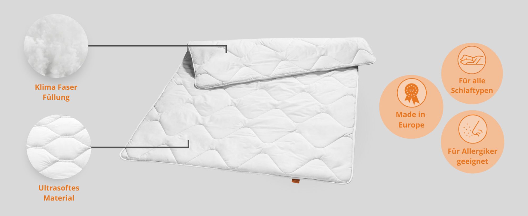 Bettdecke 220 x 240 cm, 4-Jahreszeitendecke, 100% Mikrofaser, Allergiker geeignet, sleepling Basic 100