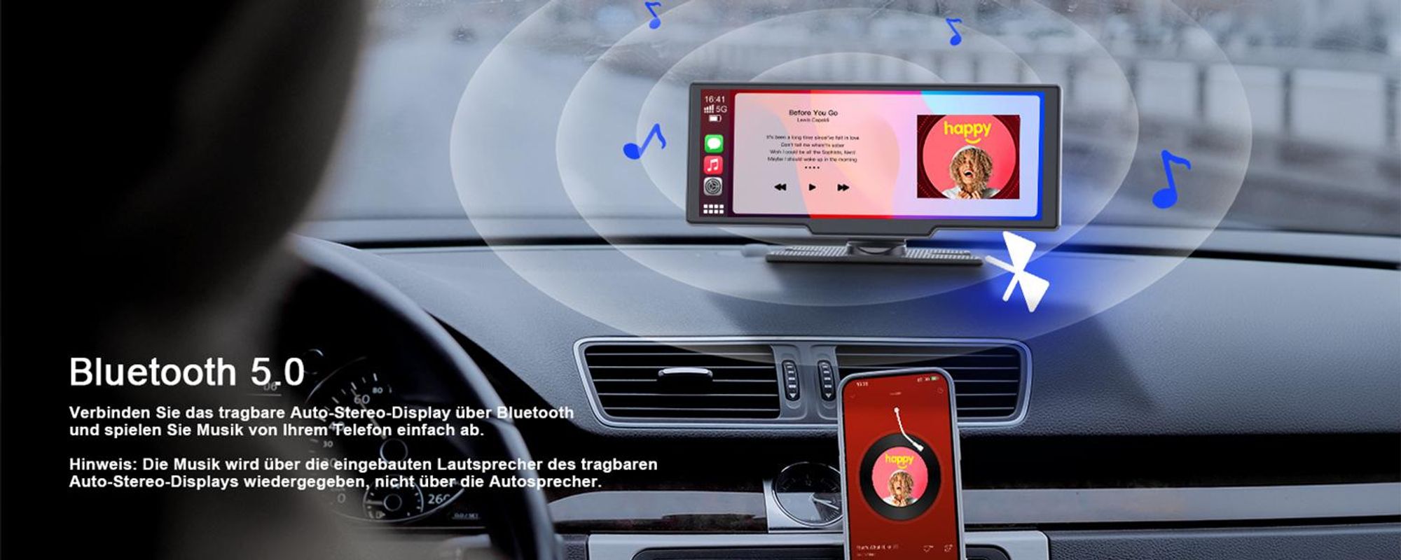 9,26" CarPlay Display für Apple CarPlay & Android Auto, Tragbarers Carplay Autoradio IP67 Rückfahrkamera  OTA-Updates GPS Bluetooth 5.0