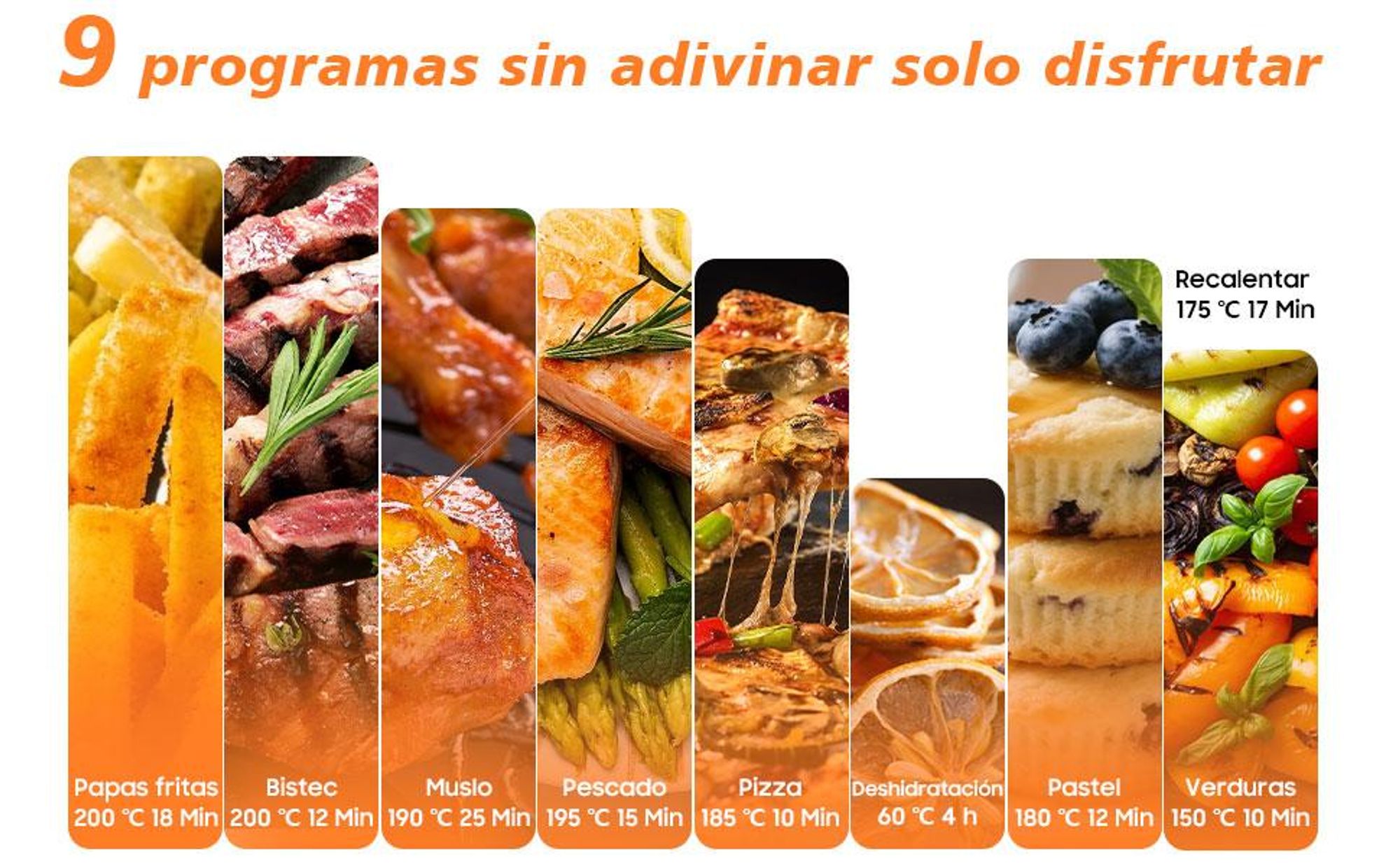 Freidora de aire 6L Airfryer, 9 programas, 40–200 °C, función mantener caliente, ventana de visualización, revestimiento antiadherente, 1650 W,