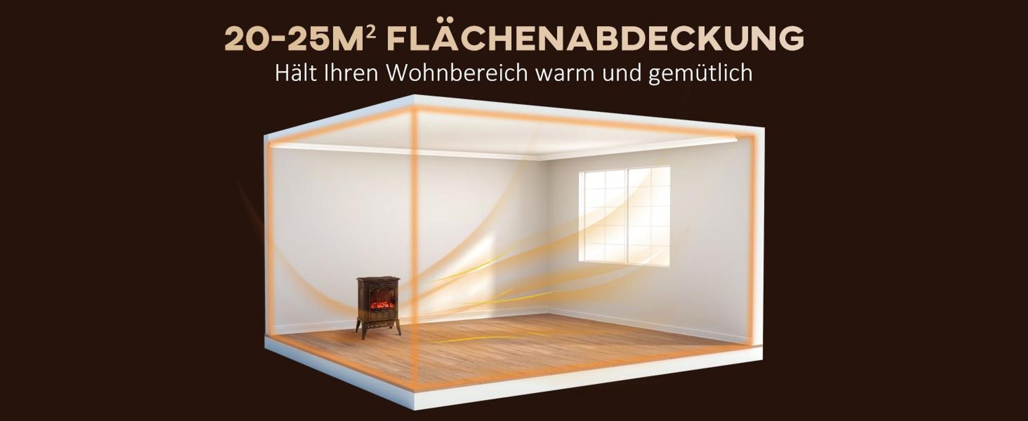 HOMCOM Elektrokamin, Geräuscharmer Standkamin mit Flammeneffekt, 2000W Kaminofen