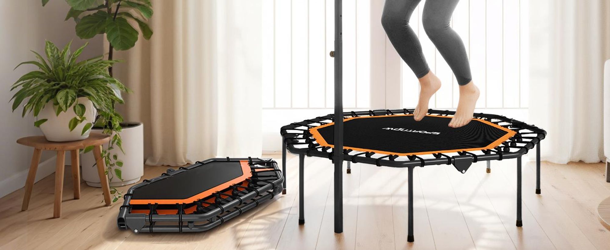 SPORTNOW Fitness Trampolin klappbar Ø128 cm Mini Trampoline mit Haltegriff