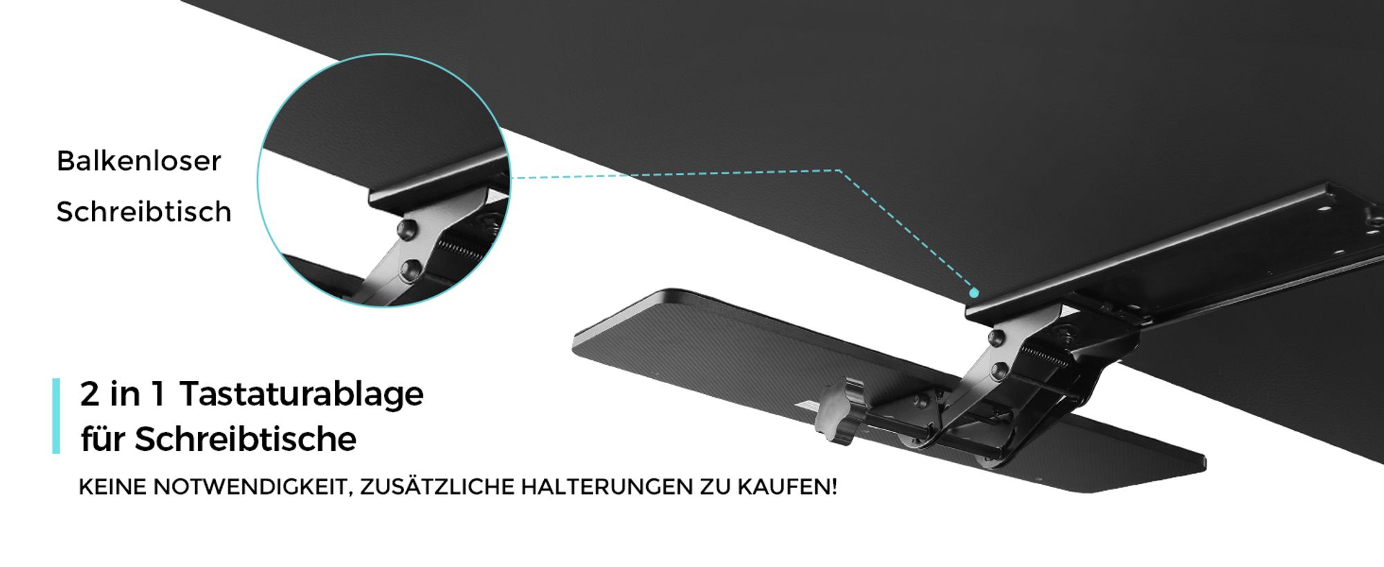 EUREKA ERGONOMIC Tastaturauszug Verstellbar Tastaturhalterung Schwenkbar Tastaturschublade mit Mauspad Tastaturablage für Büro Schreibtisch Gaming